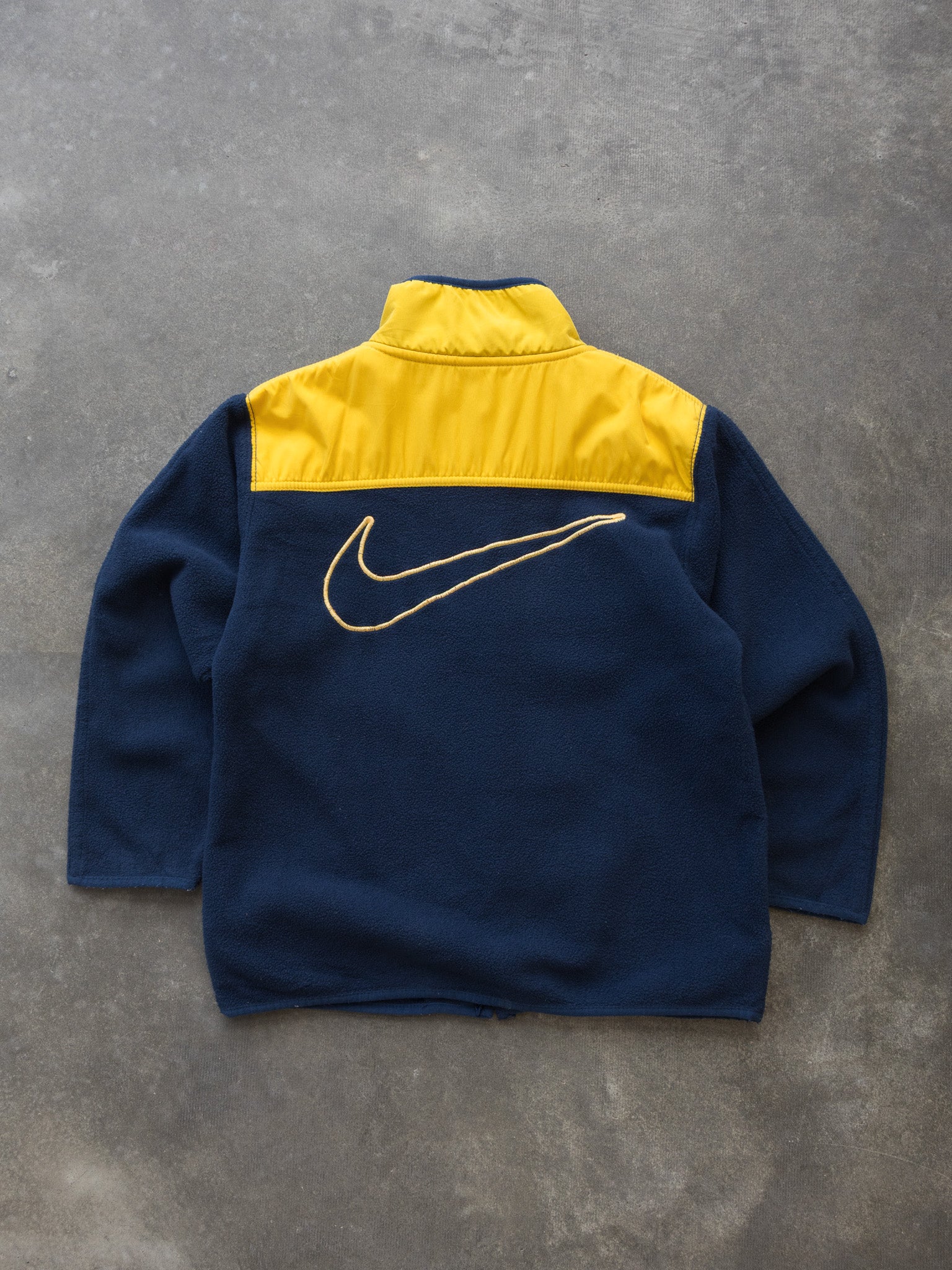 Vintage Nike Navy & Yellow Fleece Jacket (7Y)