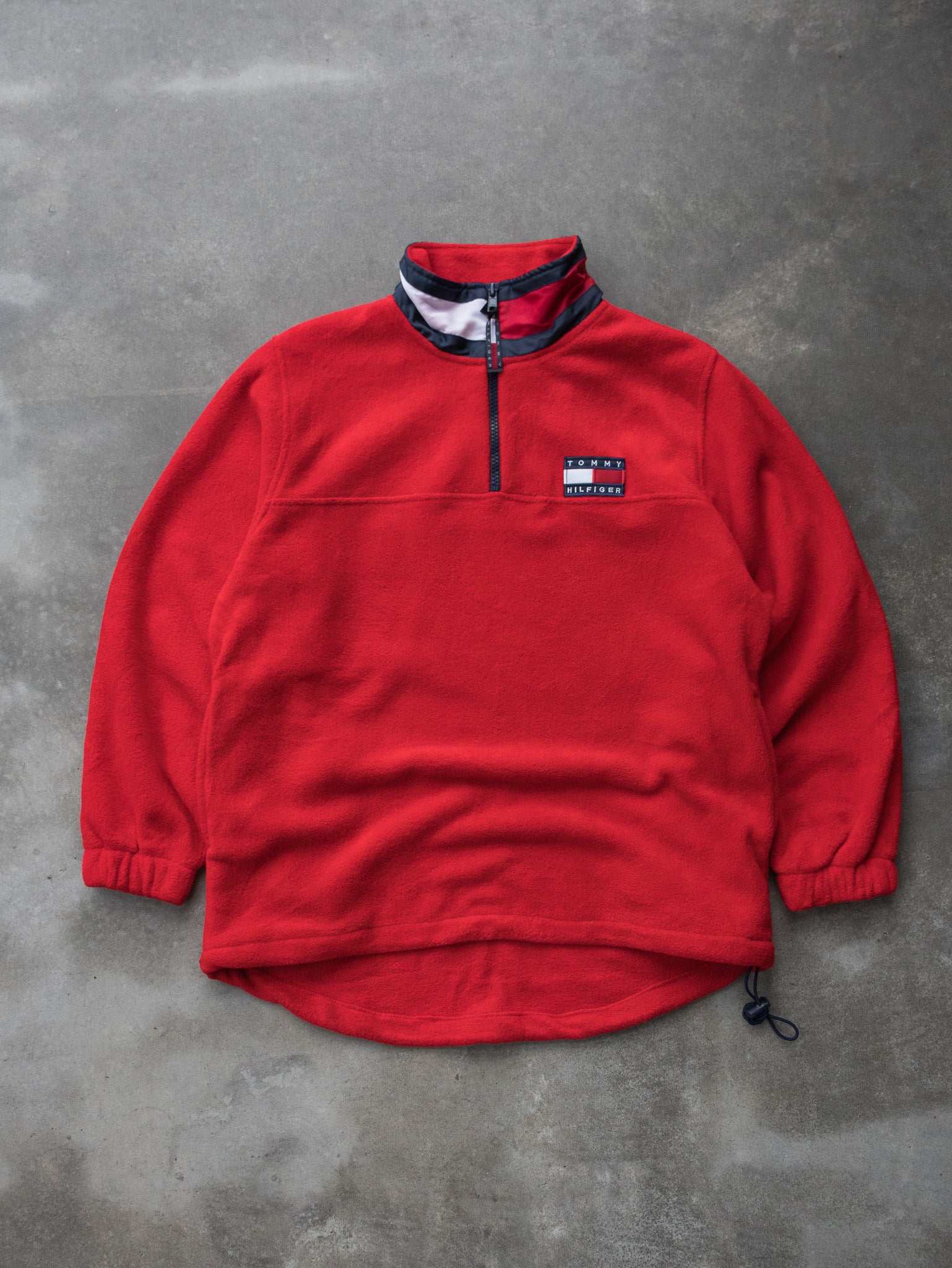 Vintage Red Tommy Hilfiger Fleece Quarter Zip (L)