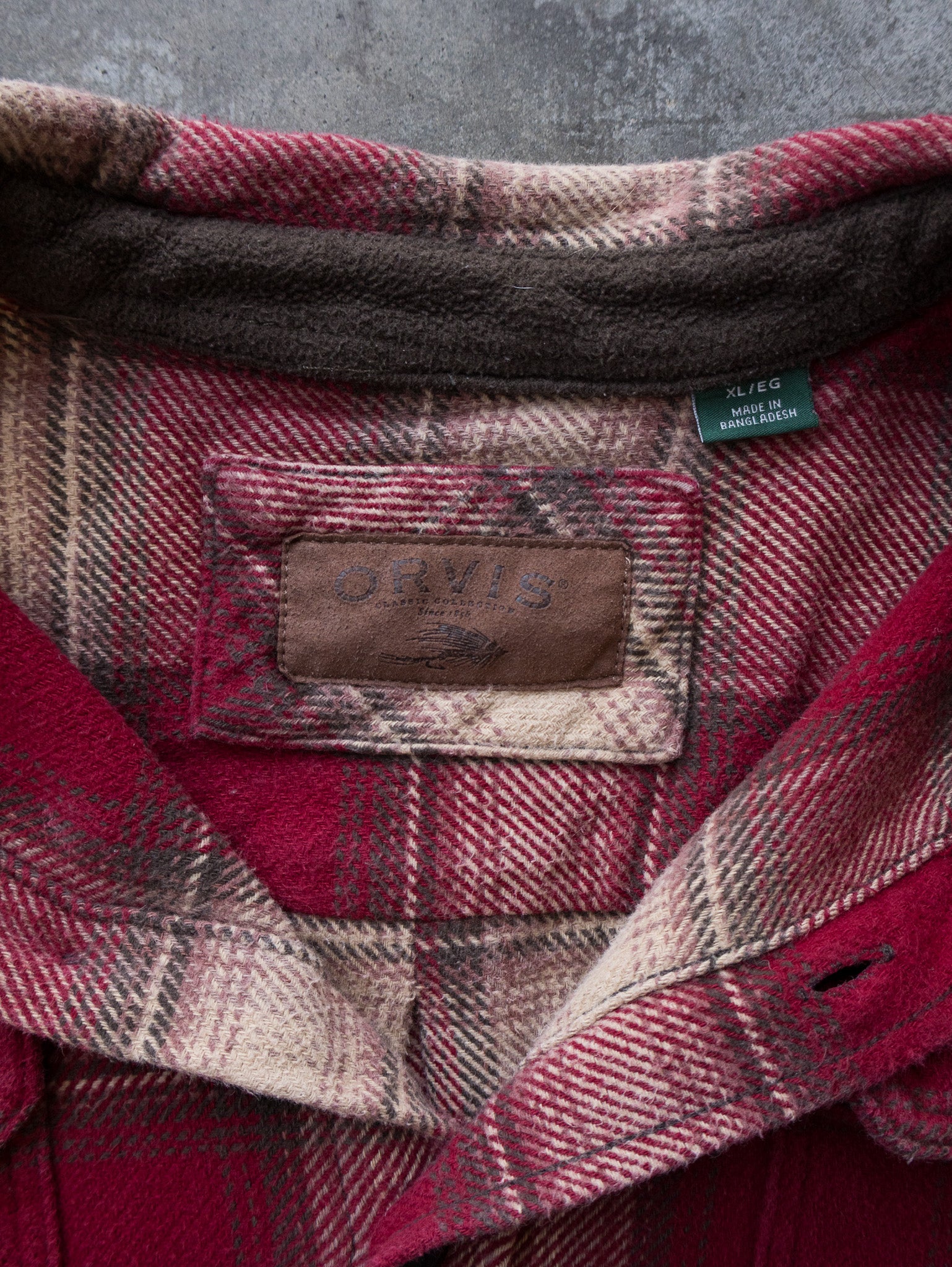 Vintage Orvis Red Check Flannel Shirt (XL)