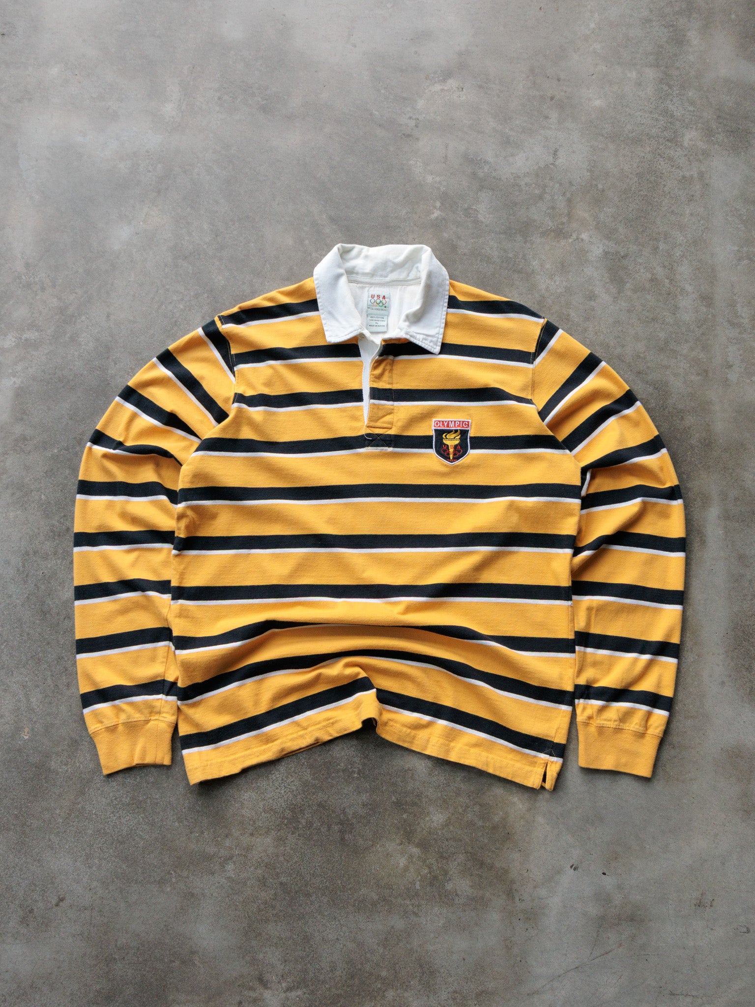 Vintage Yellow Striped USA Olympic Rugby Shirt (XL)