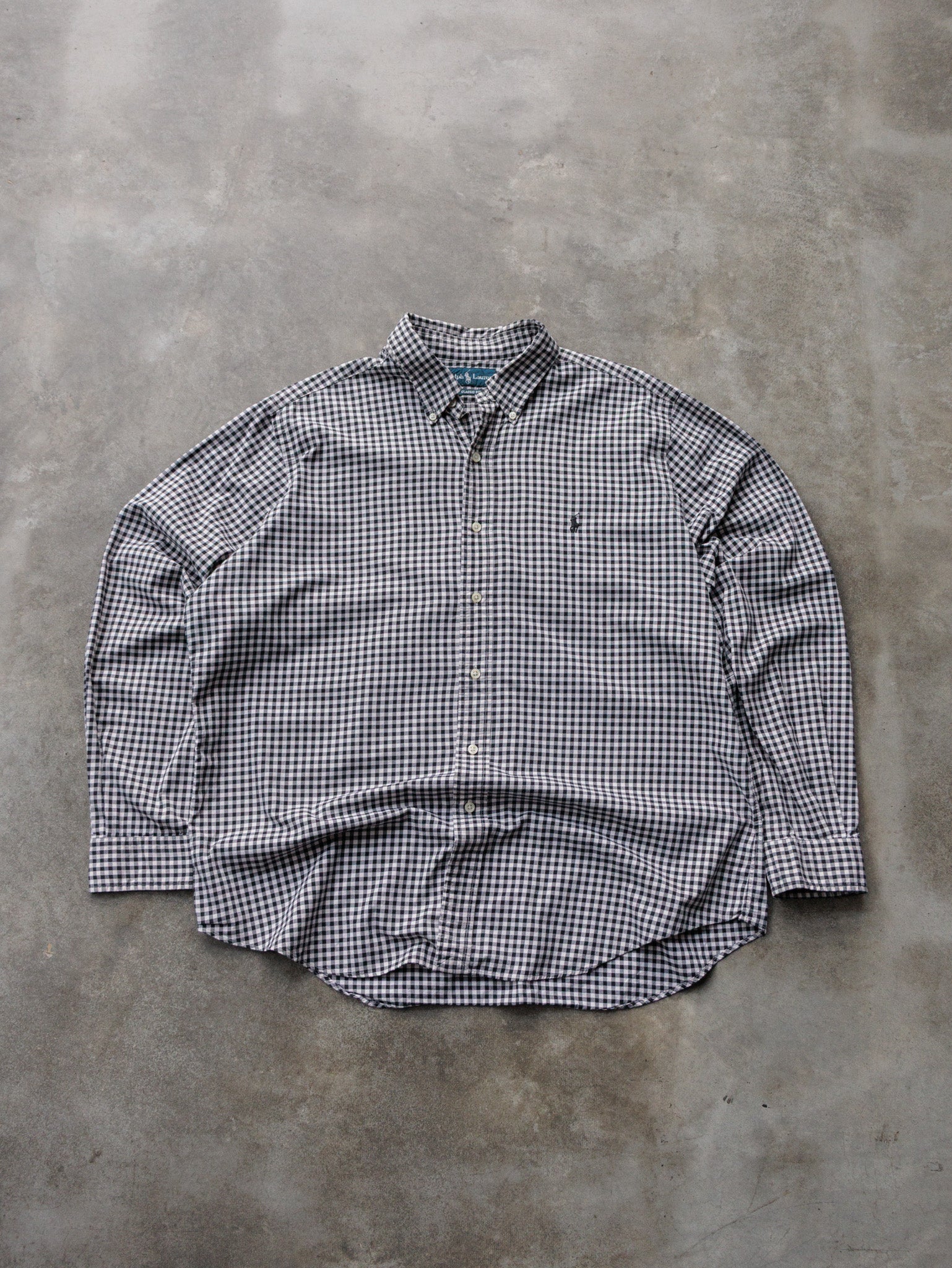 Vintage Black Gingham Ralph Lauren Shirt (XL)