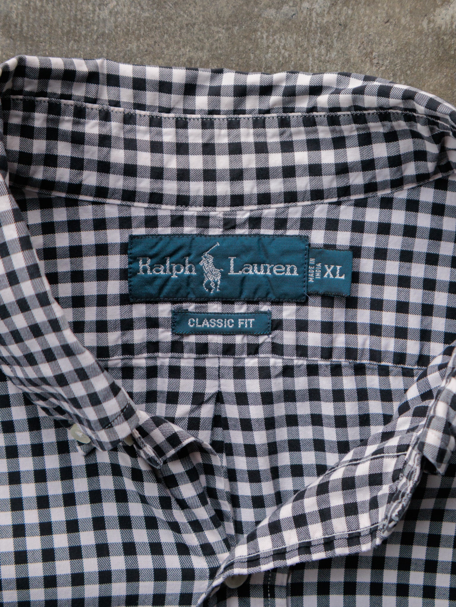 Vintage Black Gingham Ralph Lauren Shirt (XL)