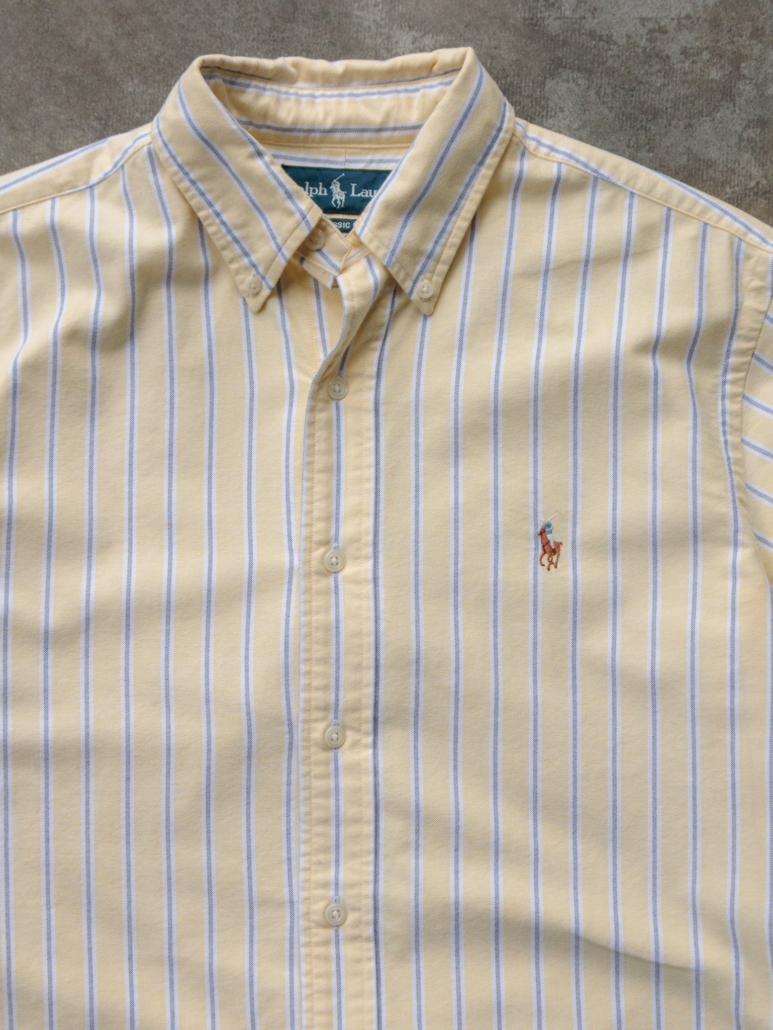 Vintage 00s Yellow Striped Ralph Lauren Shirt (M)