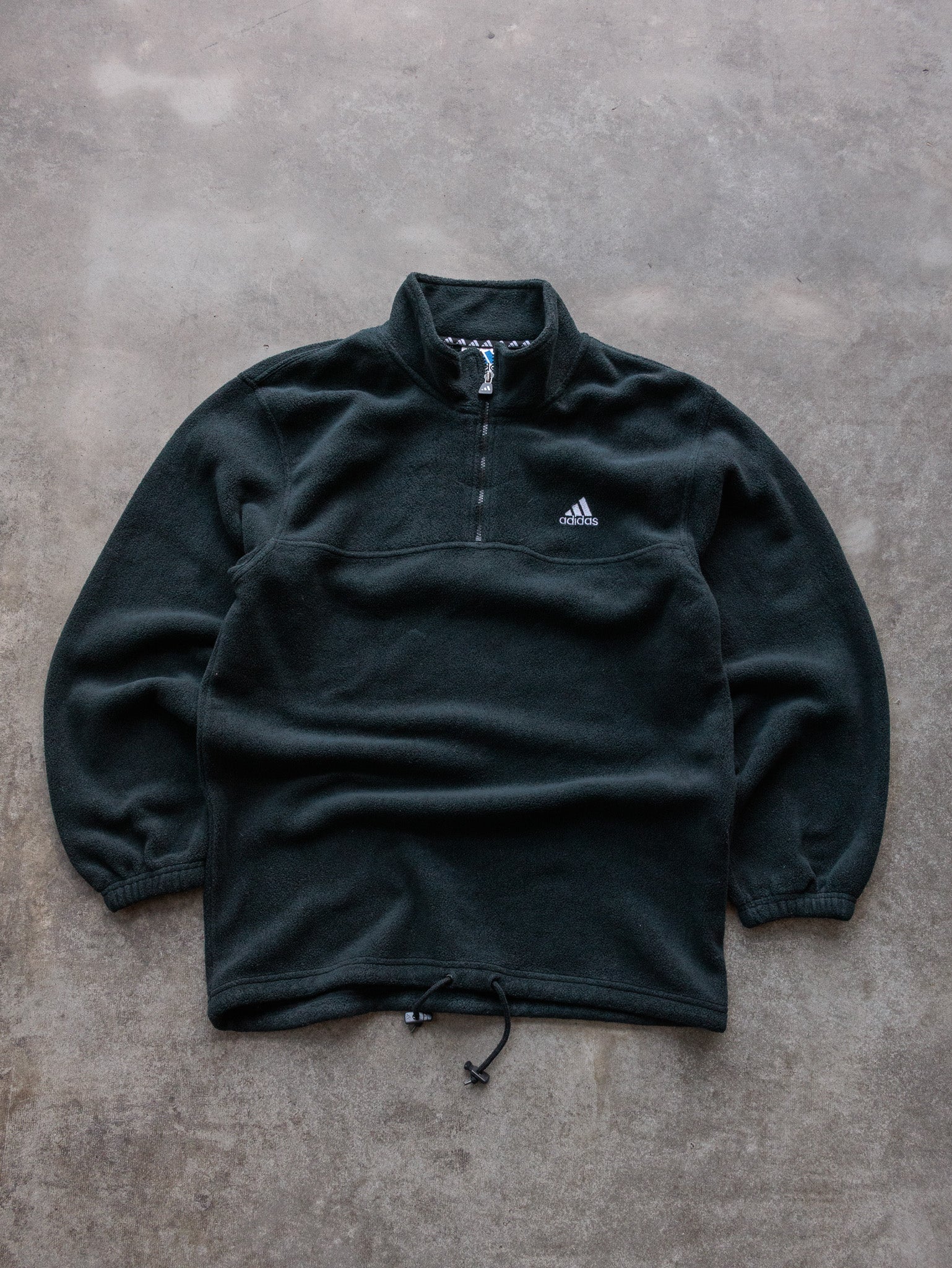 Vintage 00s Green Adidas Fleece Quarter Zip (L)