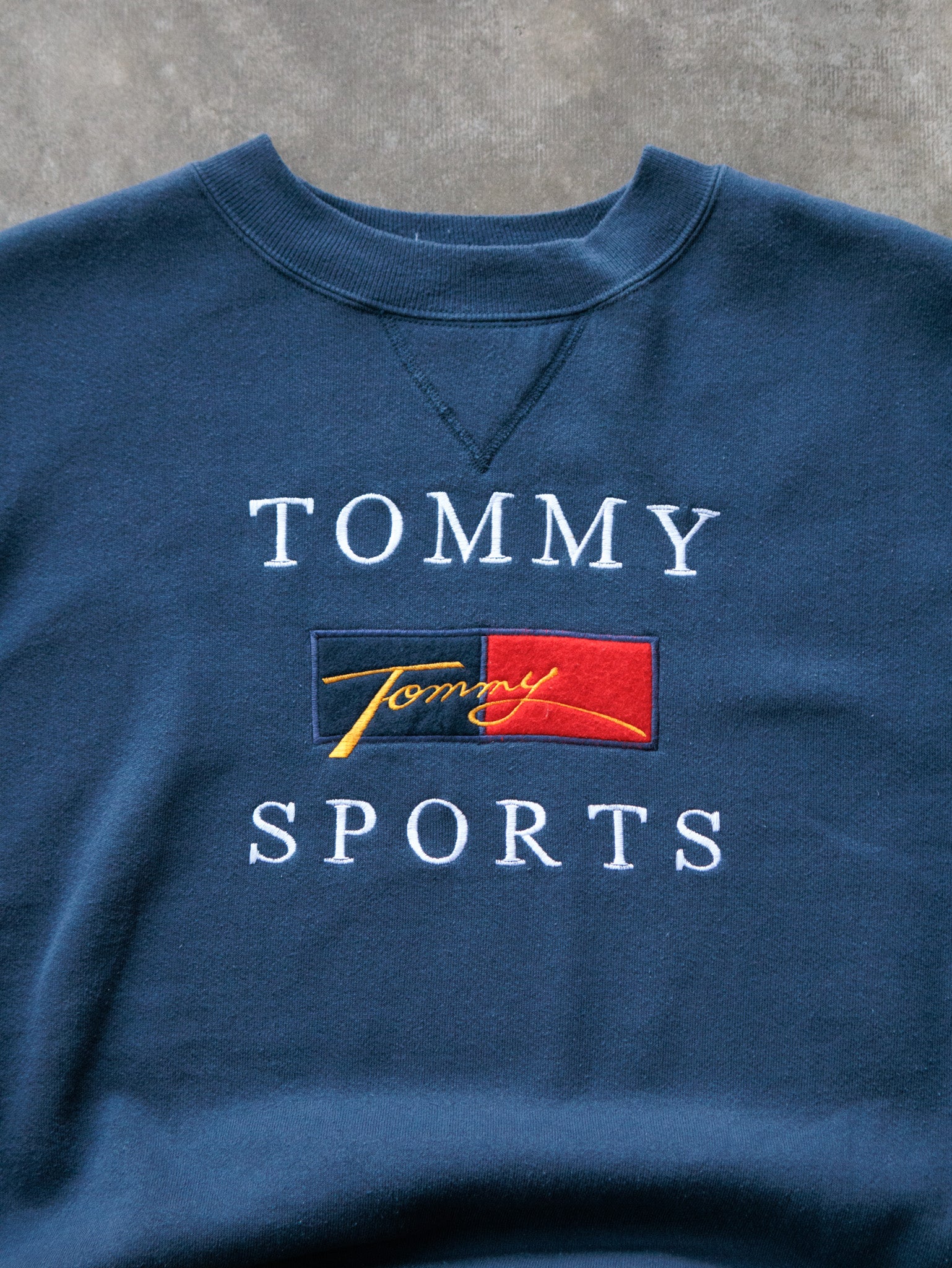 Vintage 90s Bootleg Navy Tommy Sports Sweatshirt (3XL)