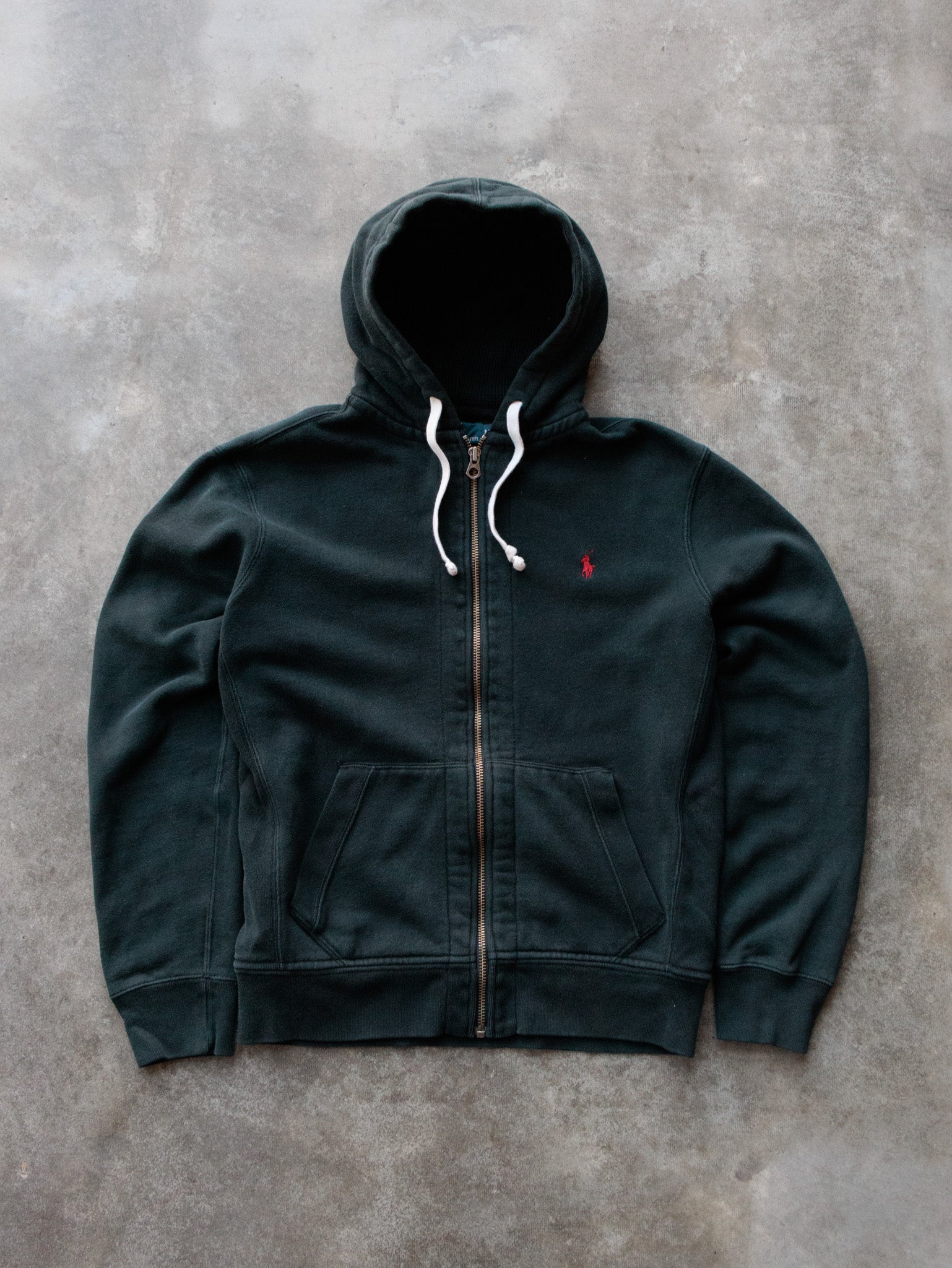Vintage 00s Black Polo Ralph Lauren Full Zip Hoodie (M)