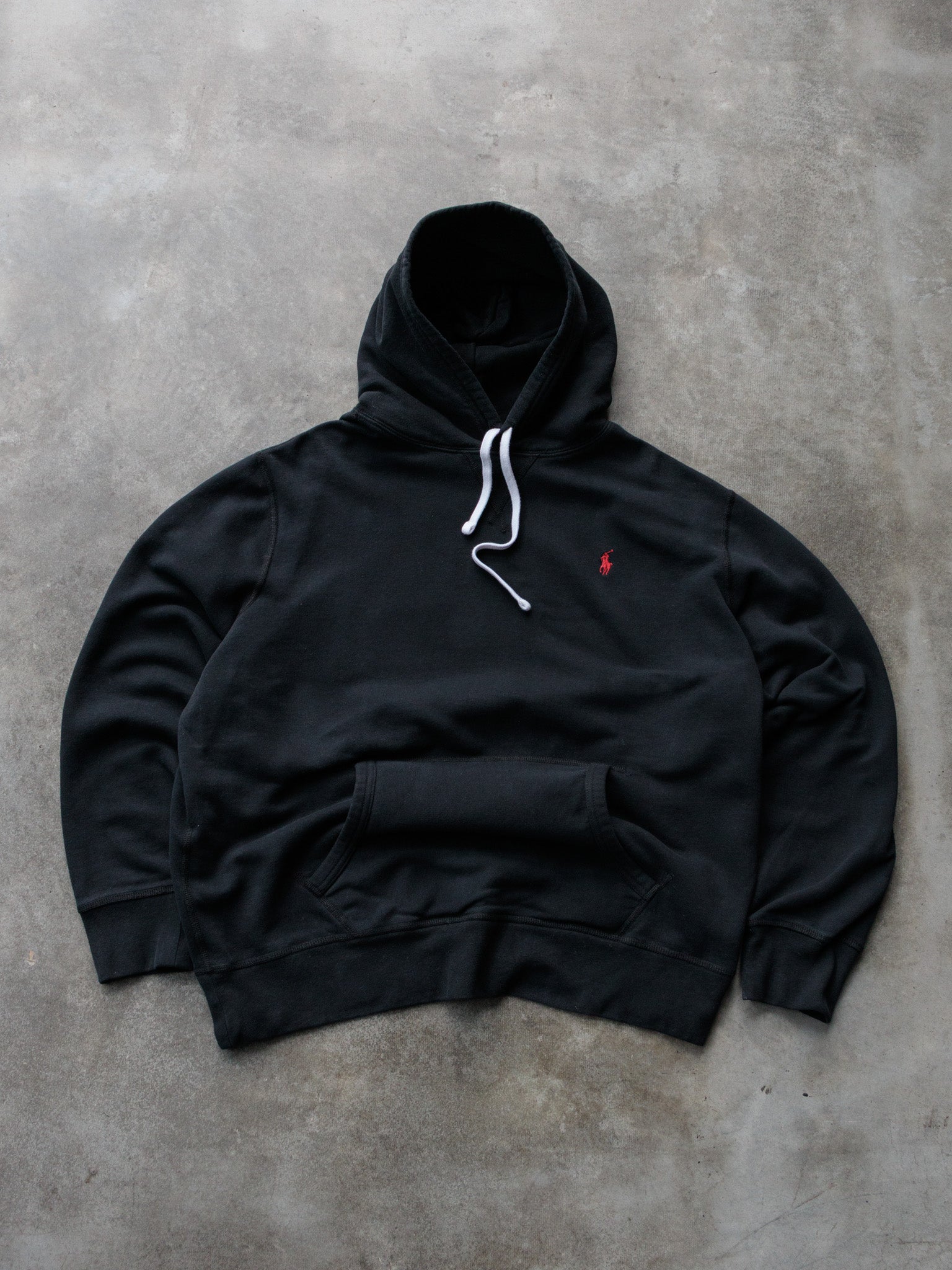 Vintage Black Polo Ralph Lauren Hoodie (XL)
