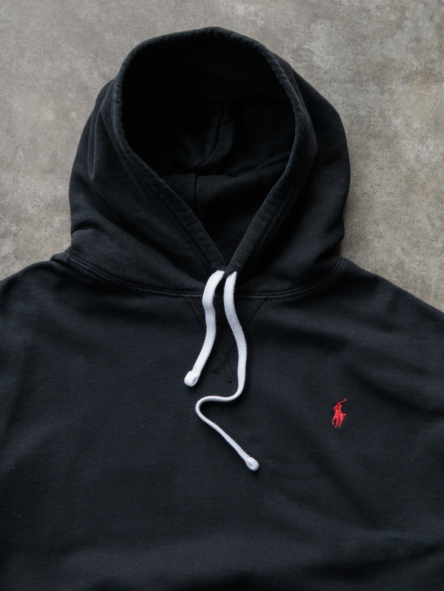 Vintage Black Polo Ralph Lauren Hoodie (XL)