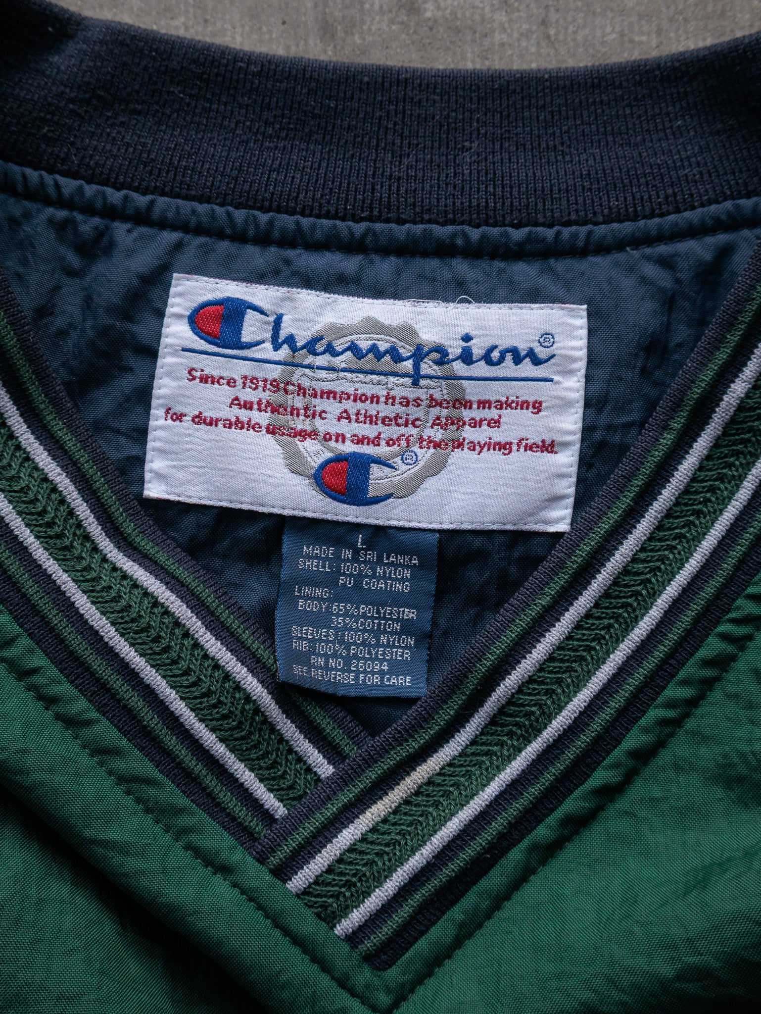 Vintage 90s Green Champion V-Neck Windbreaker (L)
