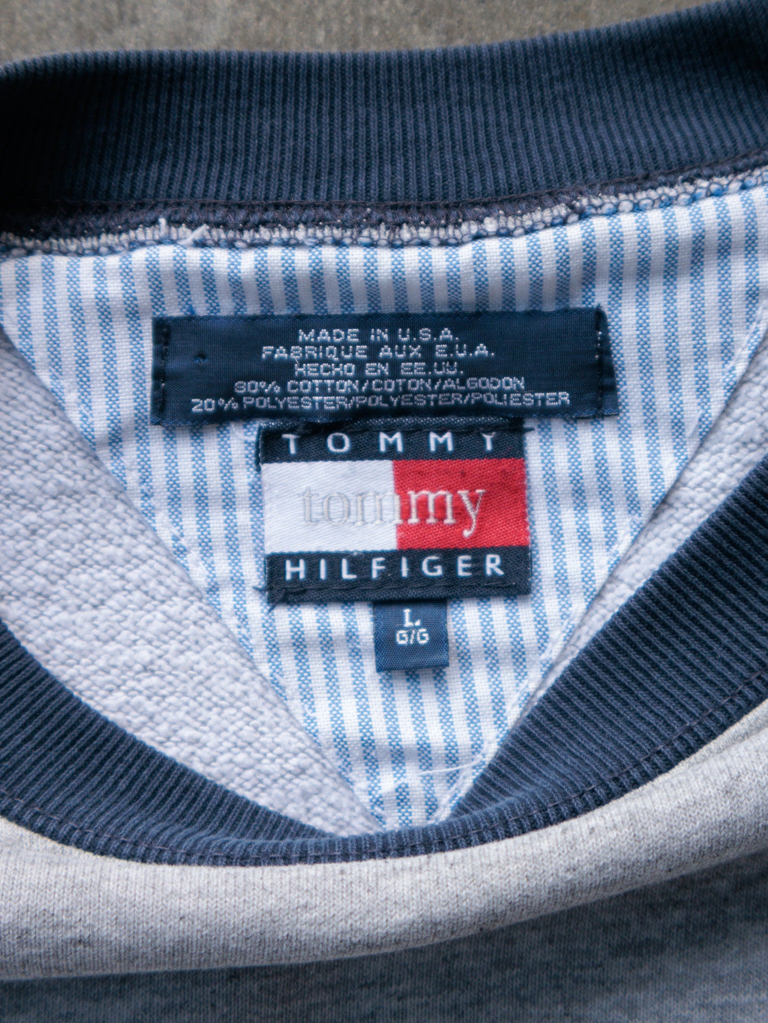 Vintage 90s Grey Tommy Hilfiger Phys-Ed Sweatshirt (L)