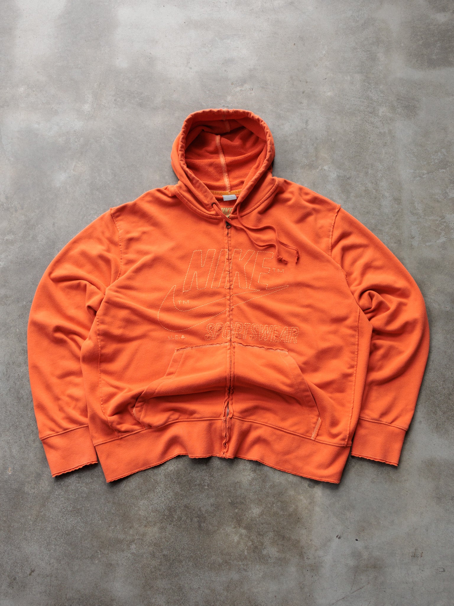 Vintage 00s Orange Nike Zip Hoodie (3XL)