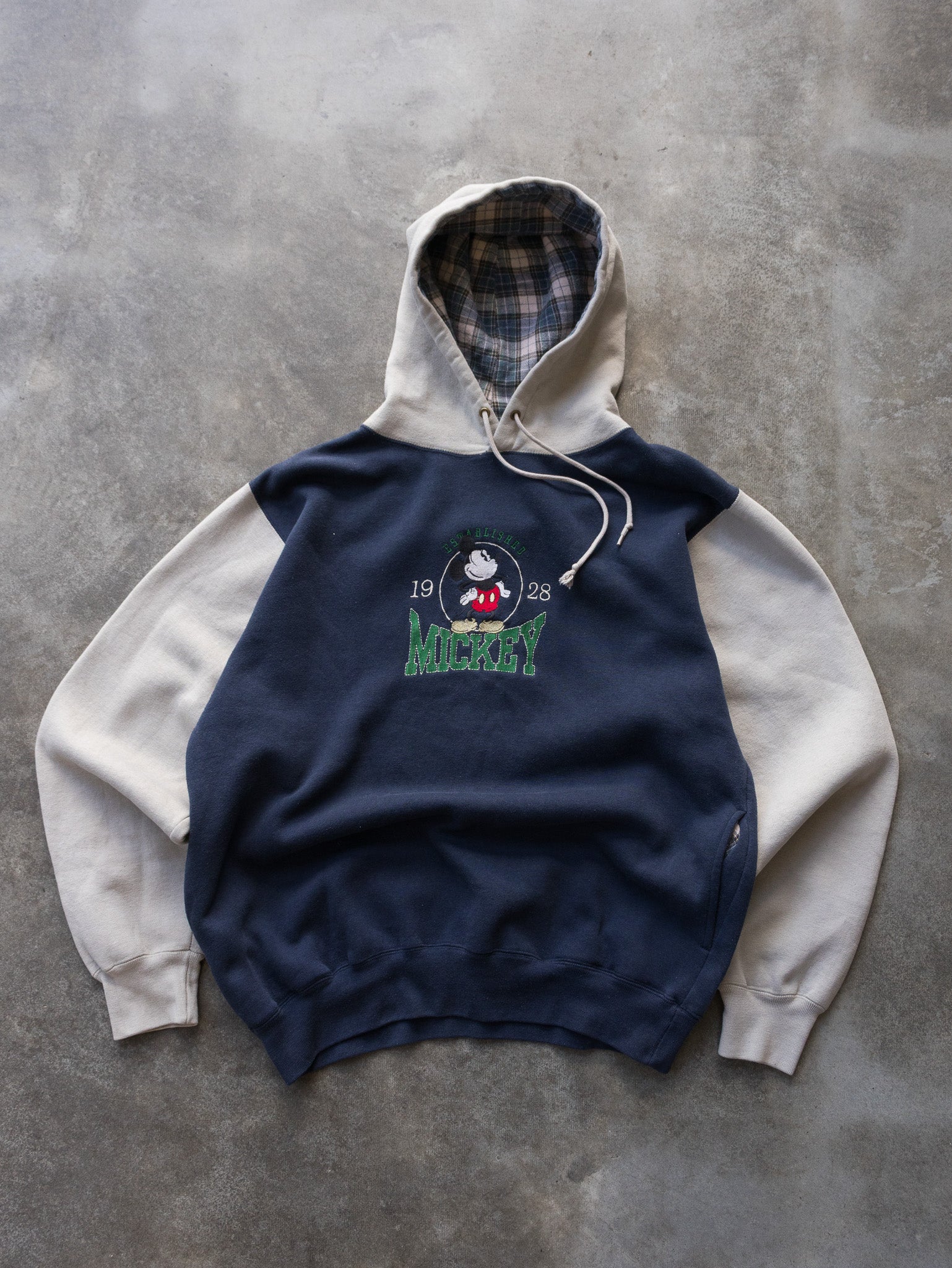 Vintage 90s Navy & Grey Mickey Mouse Hoodie (L)