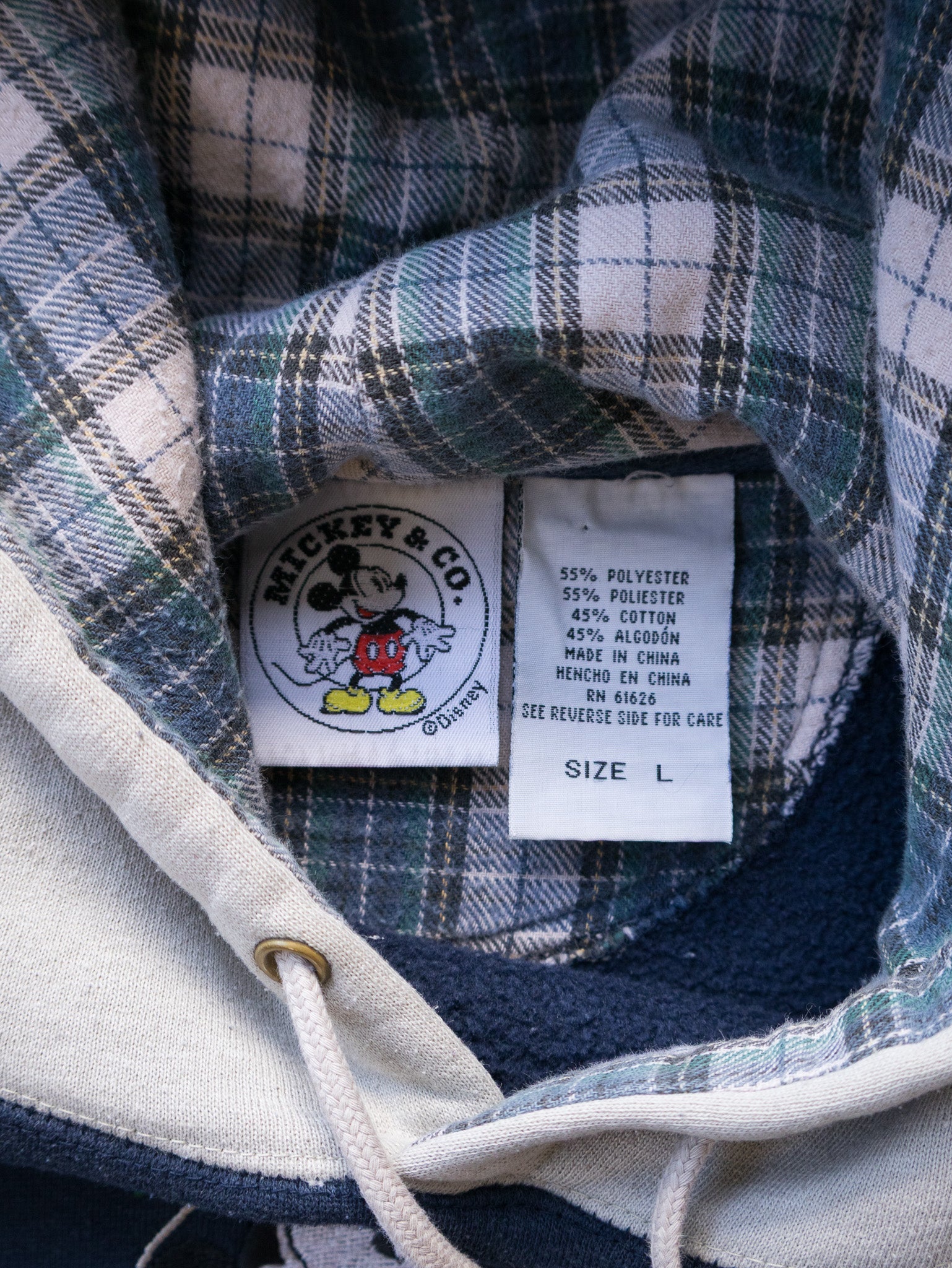 Vintage 90s Navy & Grey Mickey Mouse Hoodie (L)