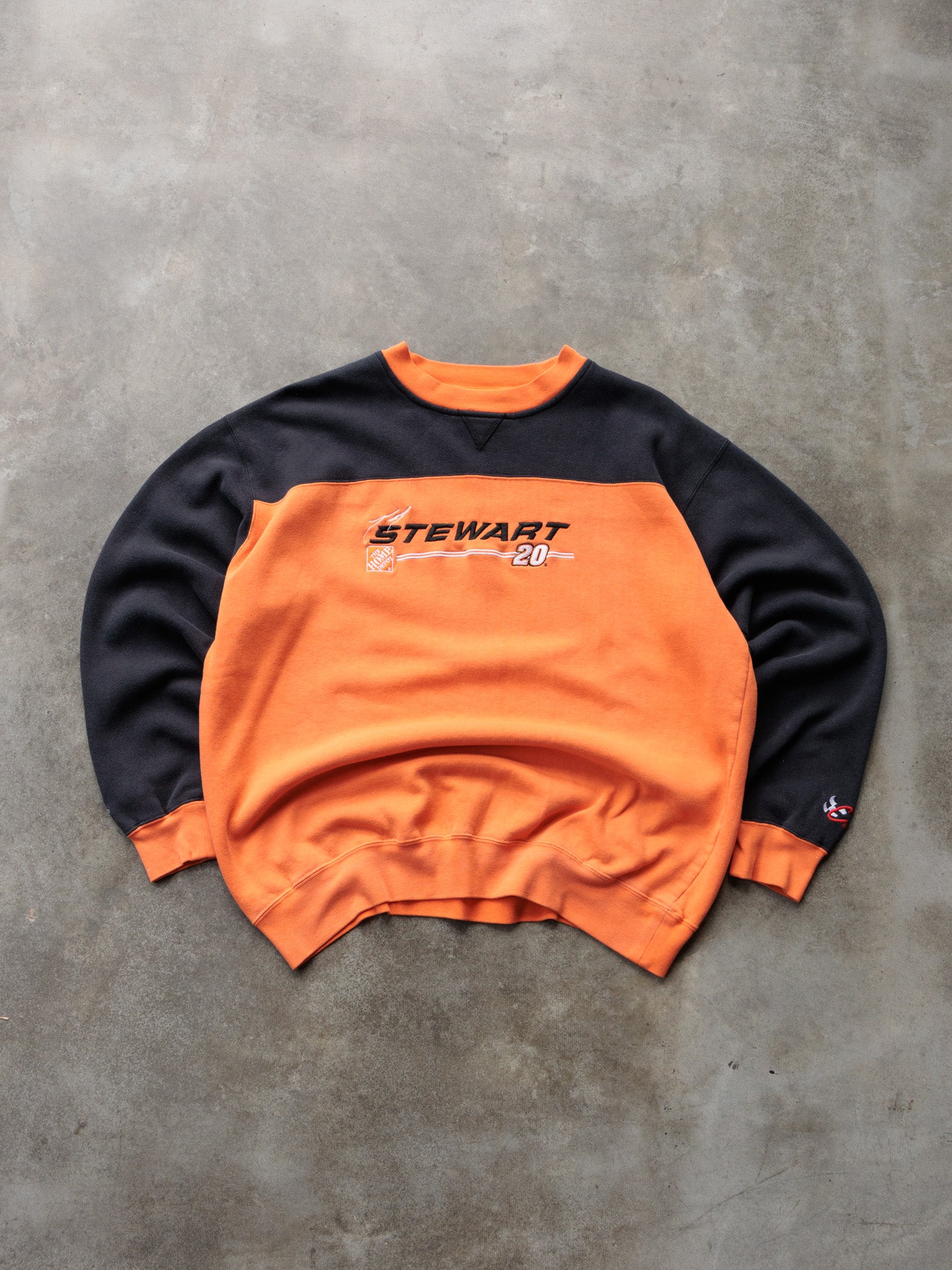 Vintage 00s Orange NASCAR Stewart Colourblock Sweatshirt (L)