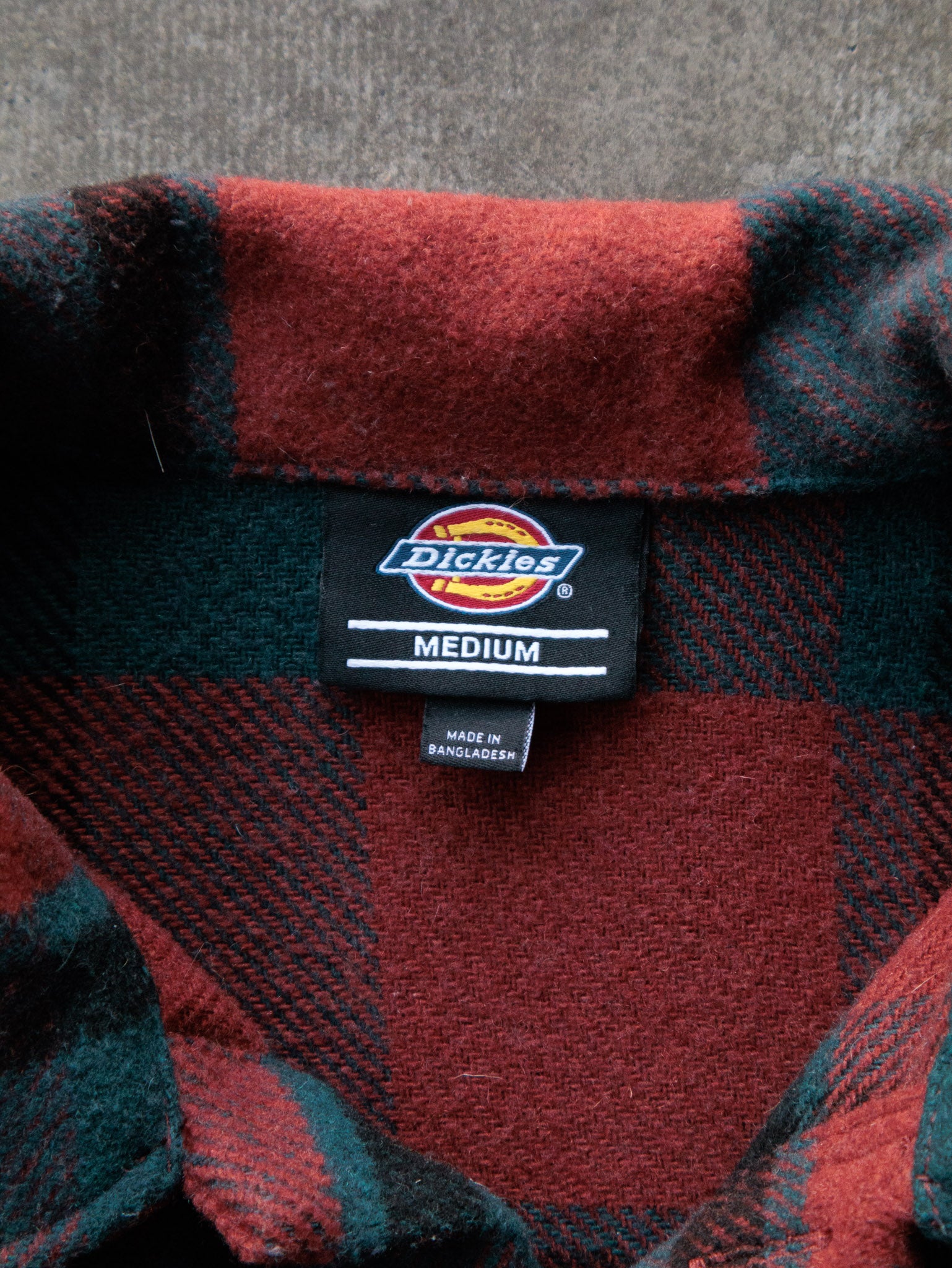 Vintage Red & Teal Plaid Dickies Flannel Shirt (M)