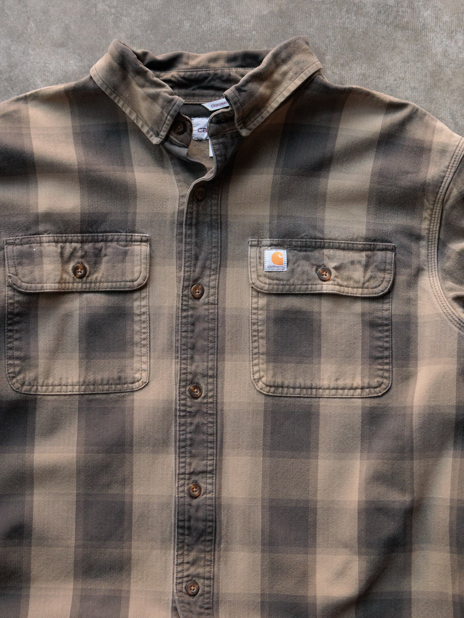 Vintage Brown Plaid Carhartt Flannel Shirt (L)