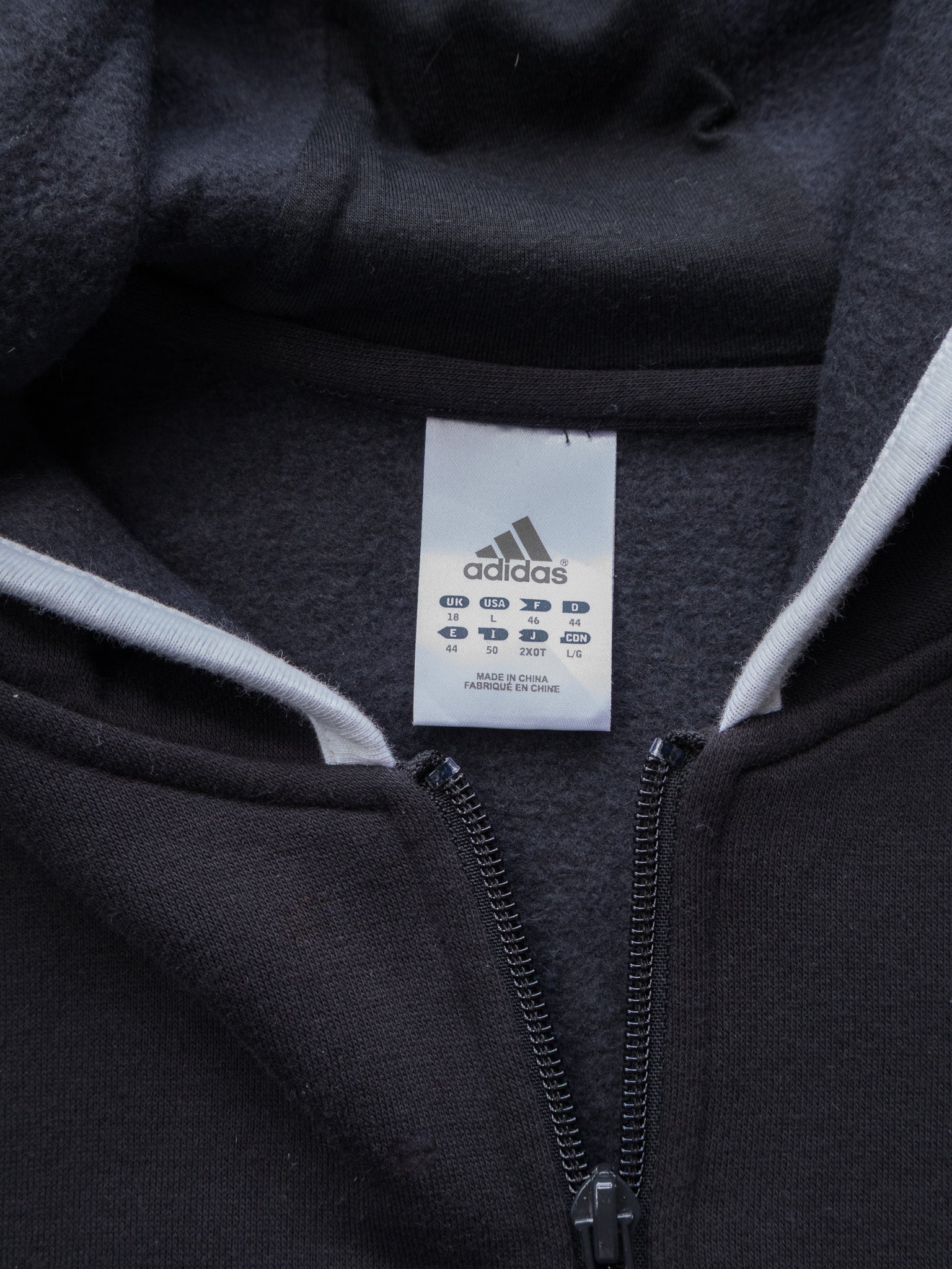 Vintage Black Adidas Zip Hoodie (L)
