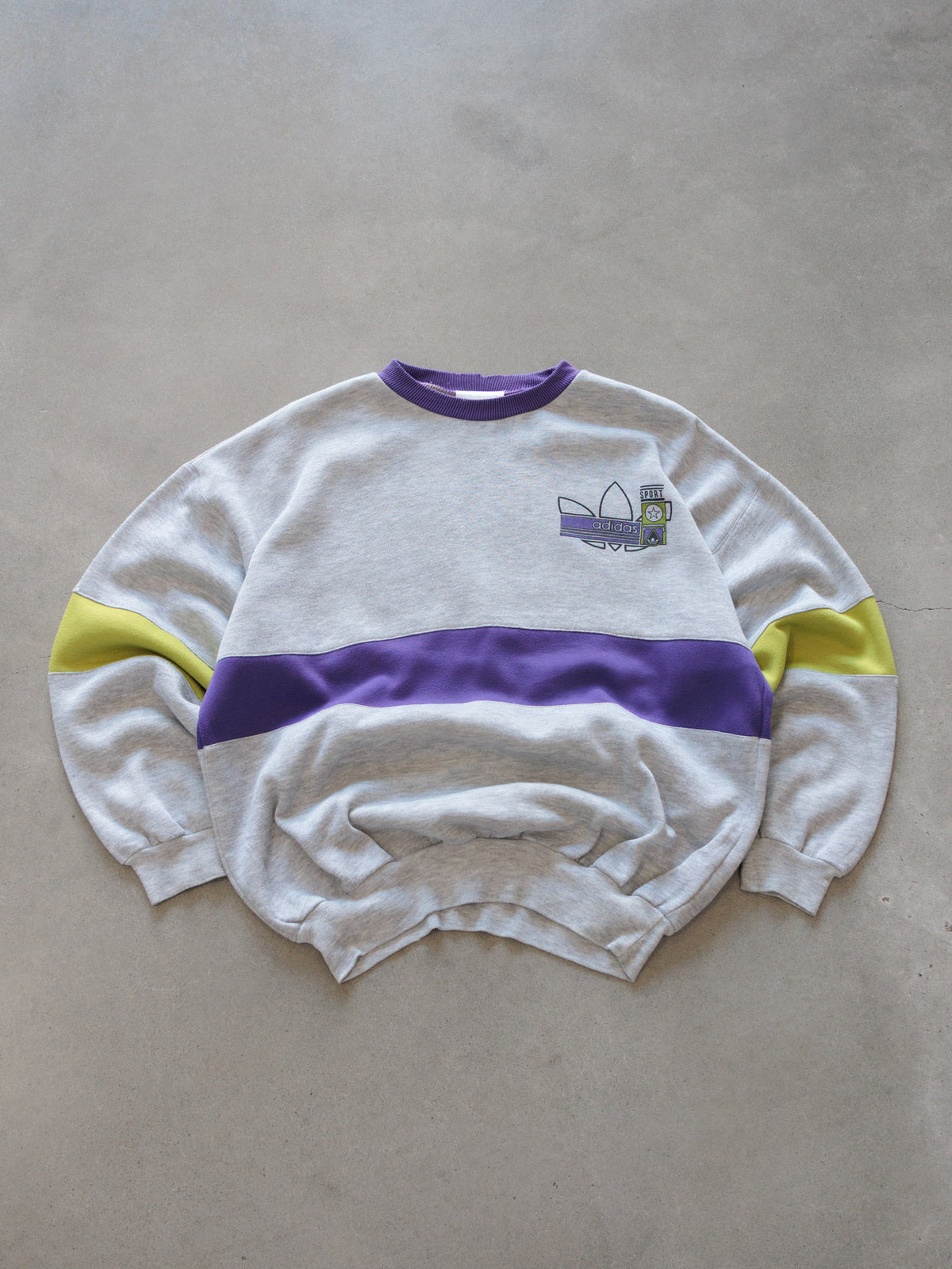Vintage 90s Grey Colourblock Adidas Sweatshirt (L)