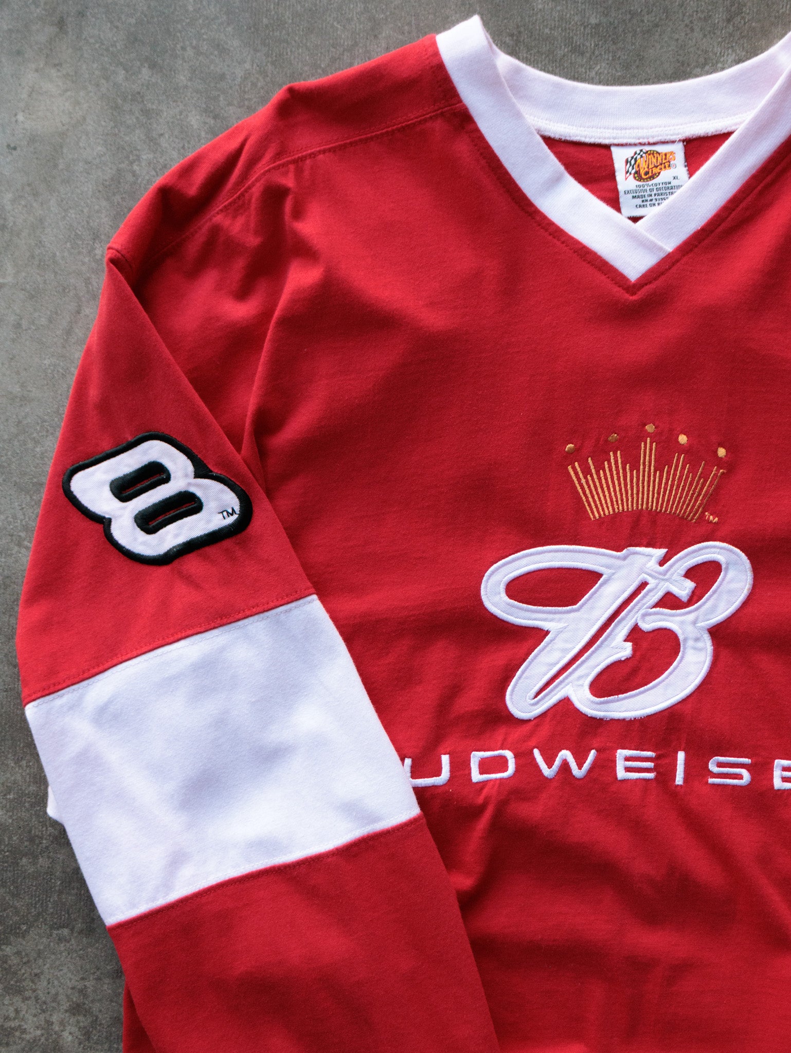 Vintage 00s Red NASCAR Budweiser Dale Jr Long Sleeve (XL)