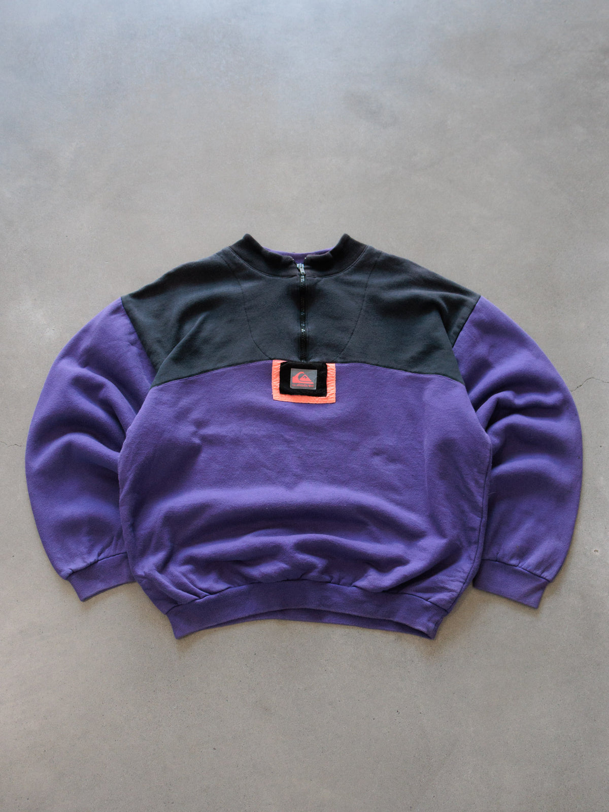 Vintage 90s Purple Quiksilver Colourblock Fleece Quarter Zip (L)