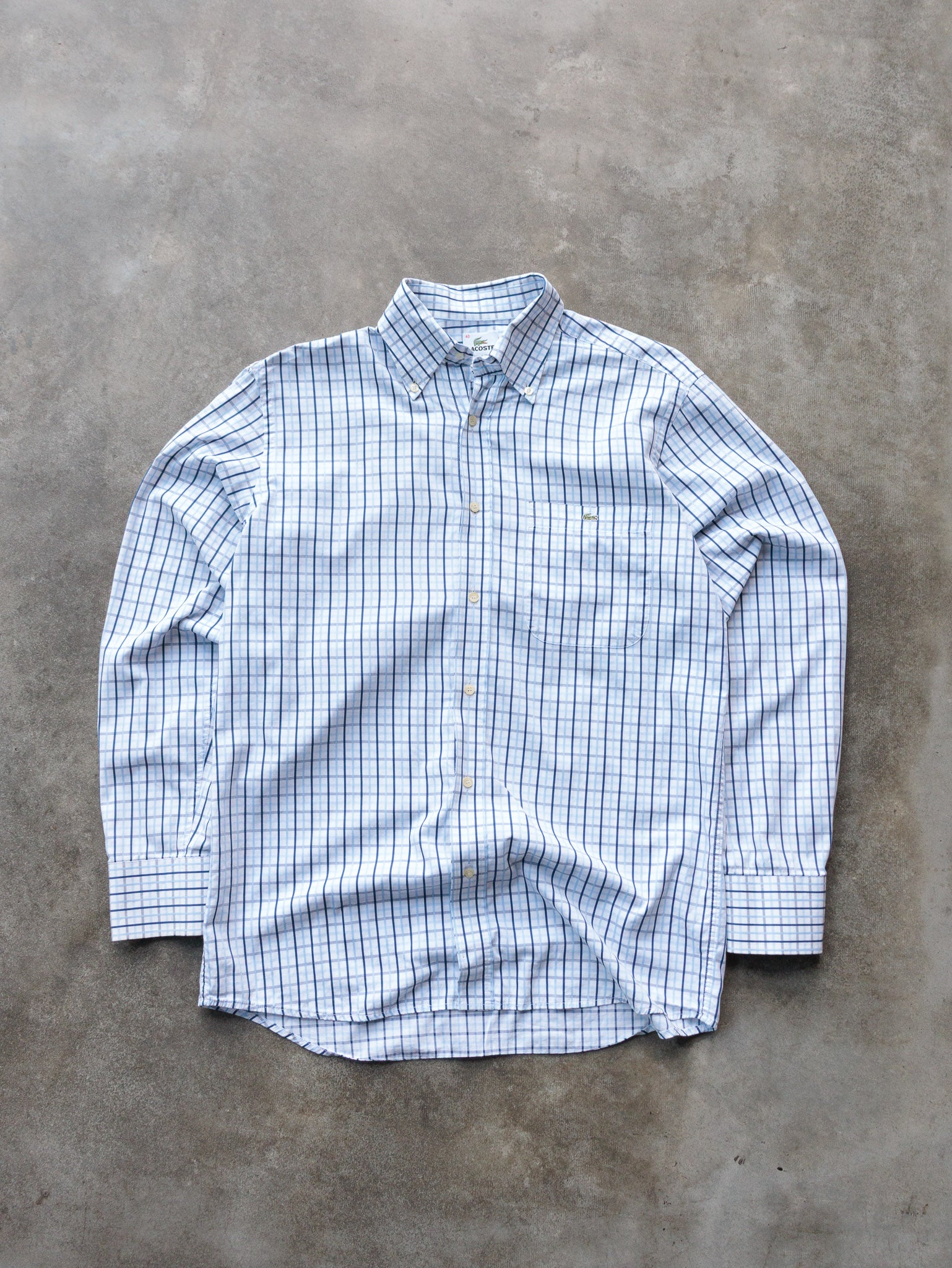 Vintage Blue Checked Lacoste Shirt (L)