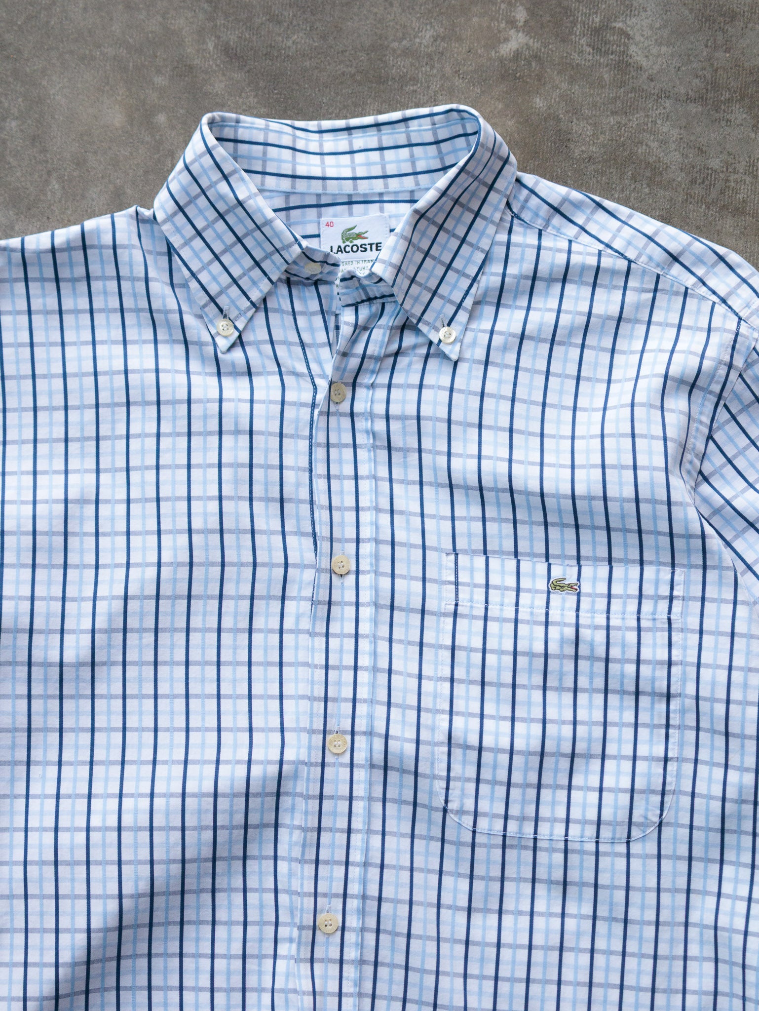 Vintage Blue Checked Lacoste Shirt (L)