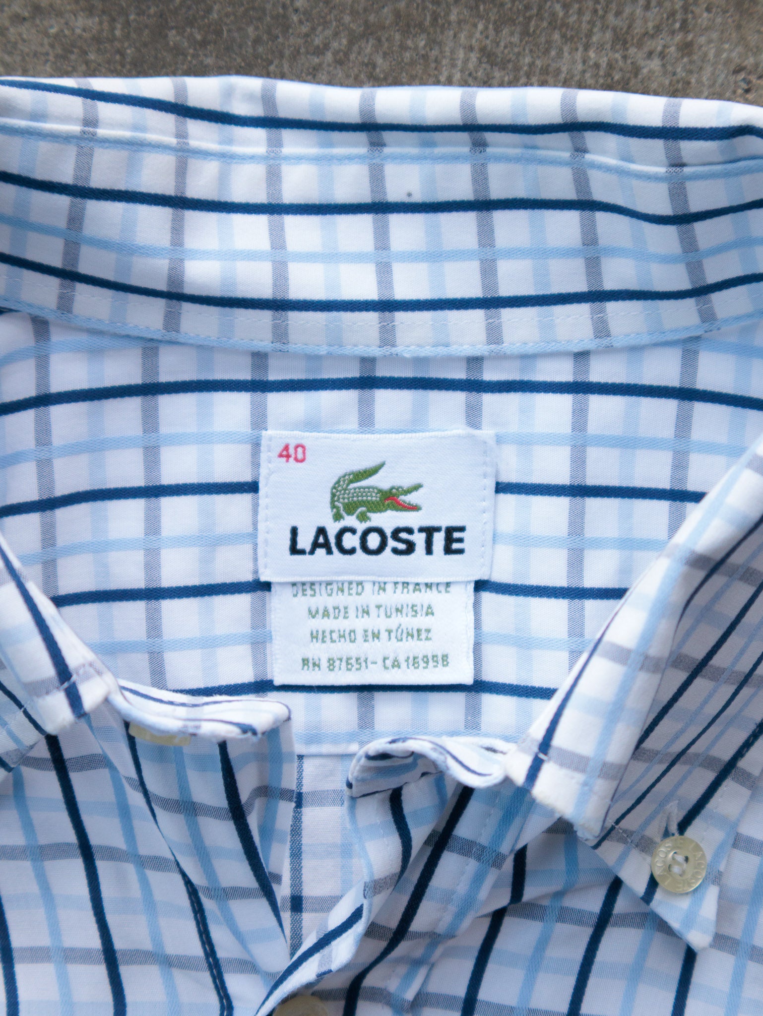 Vintage Blue Checked Lacoste Shirt (L)