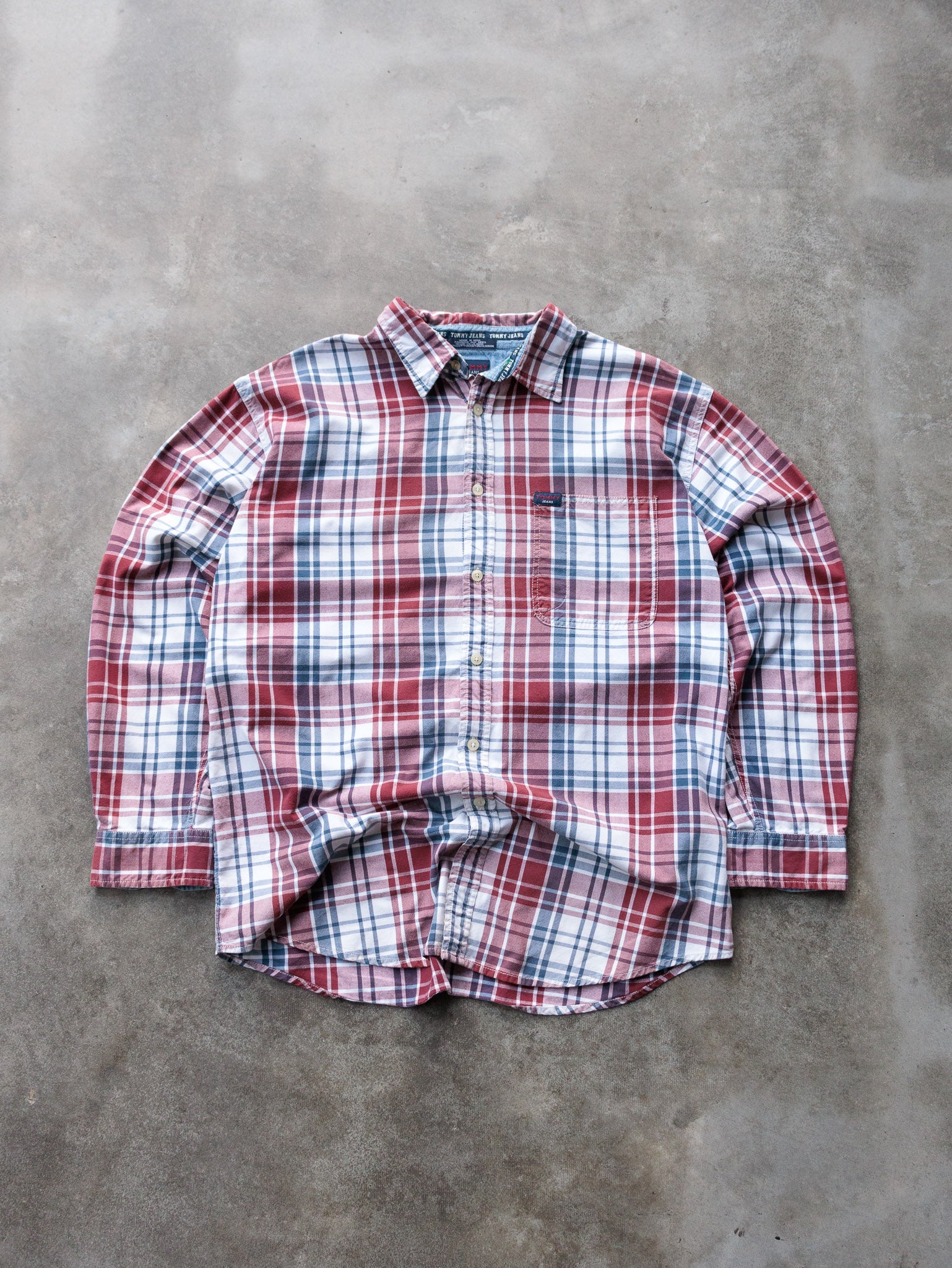 Vintage 90s Tommy Jeans Plaid Flannel Shirt (L)