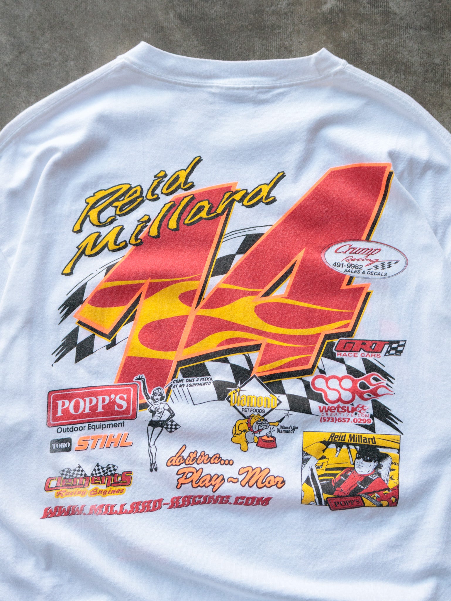 Vintage 00s White Reid Millard Racing Tee (XL)