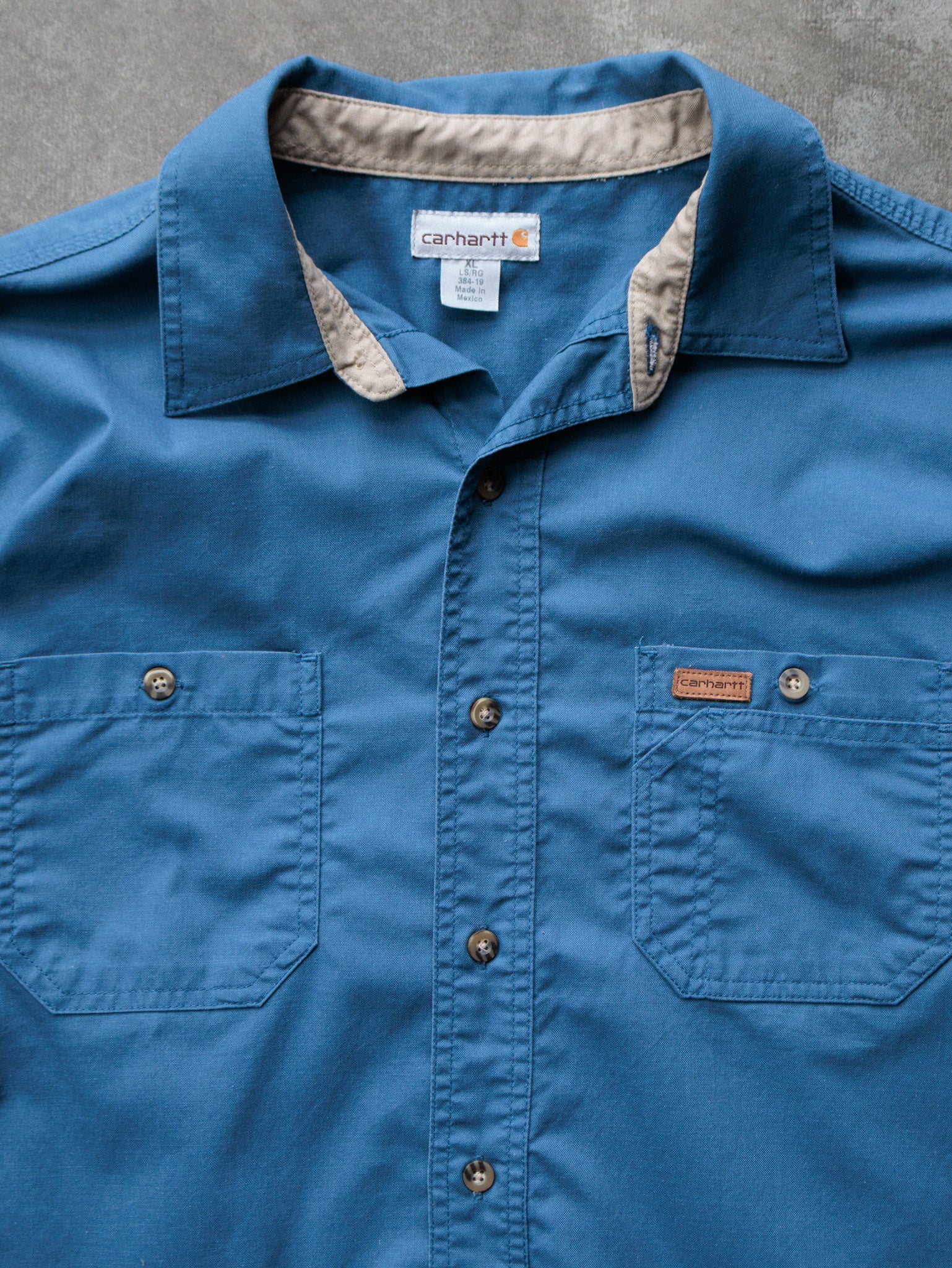 Vintage Blue Carhartt Work Shirt (XL)