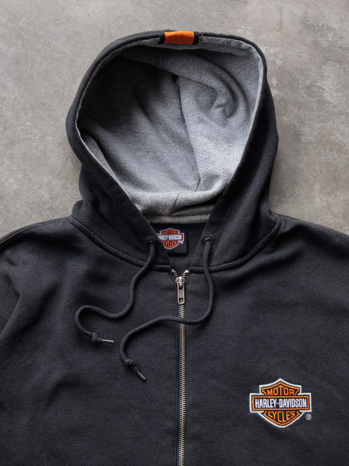 Vintage Black Harley-Davidson Manchester New Hampshire Full Zip Hoodie (2XL)