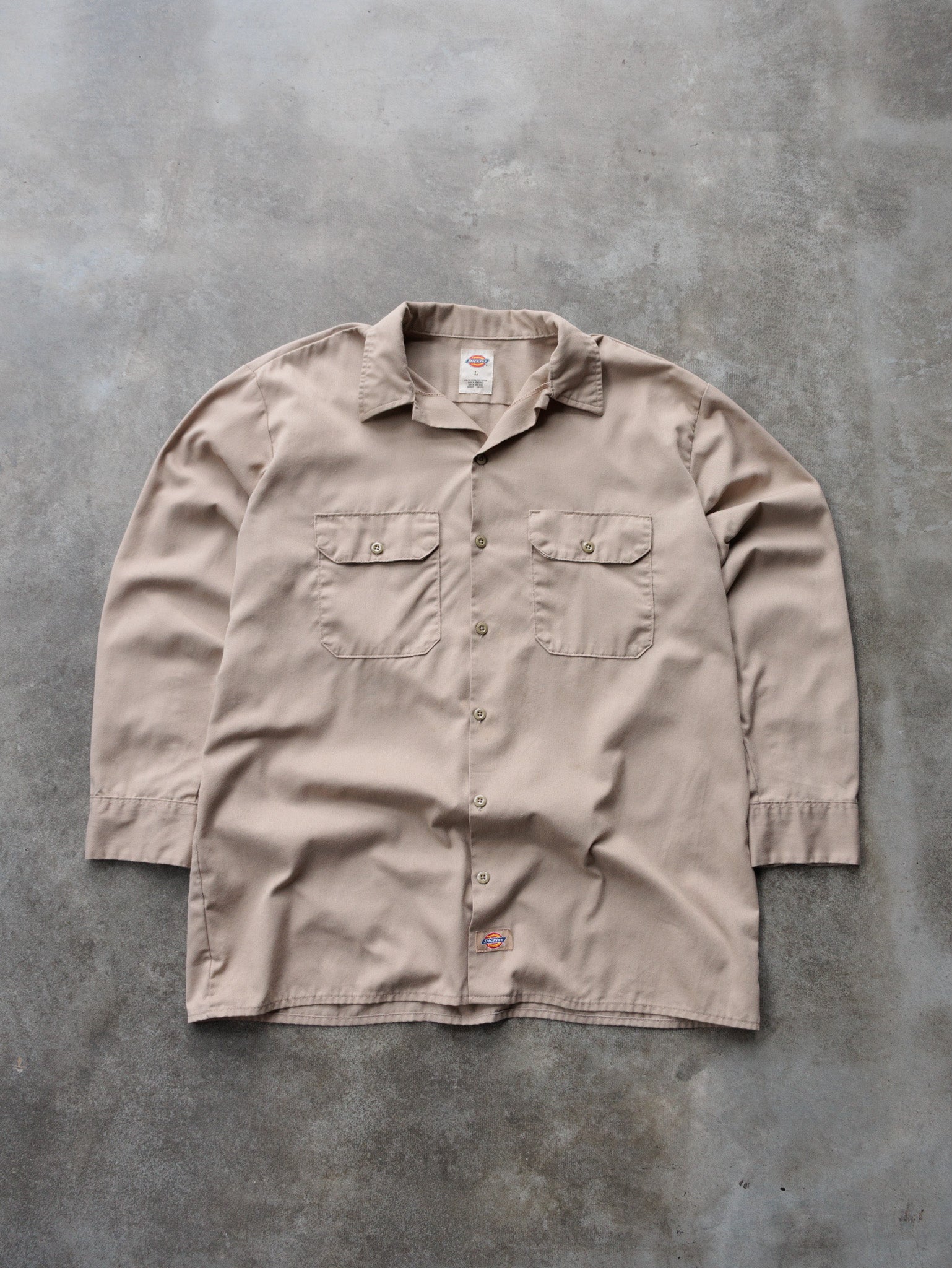 Vintage 00s Beige Dickies Work Shirt (L)