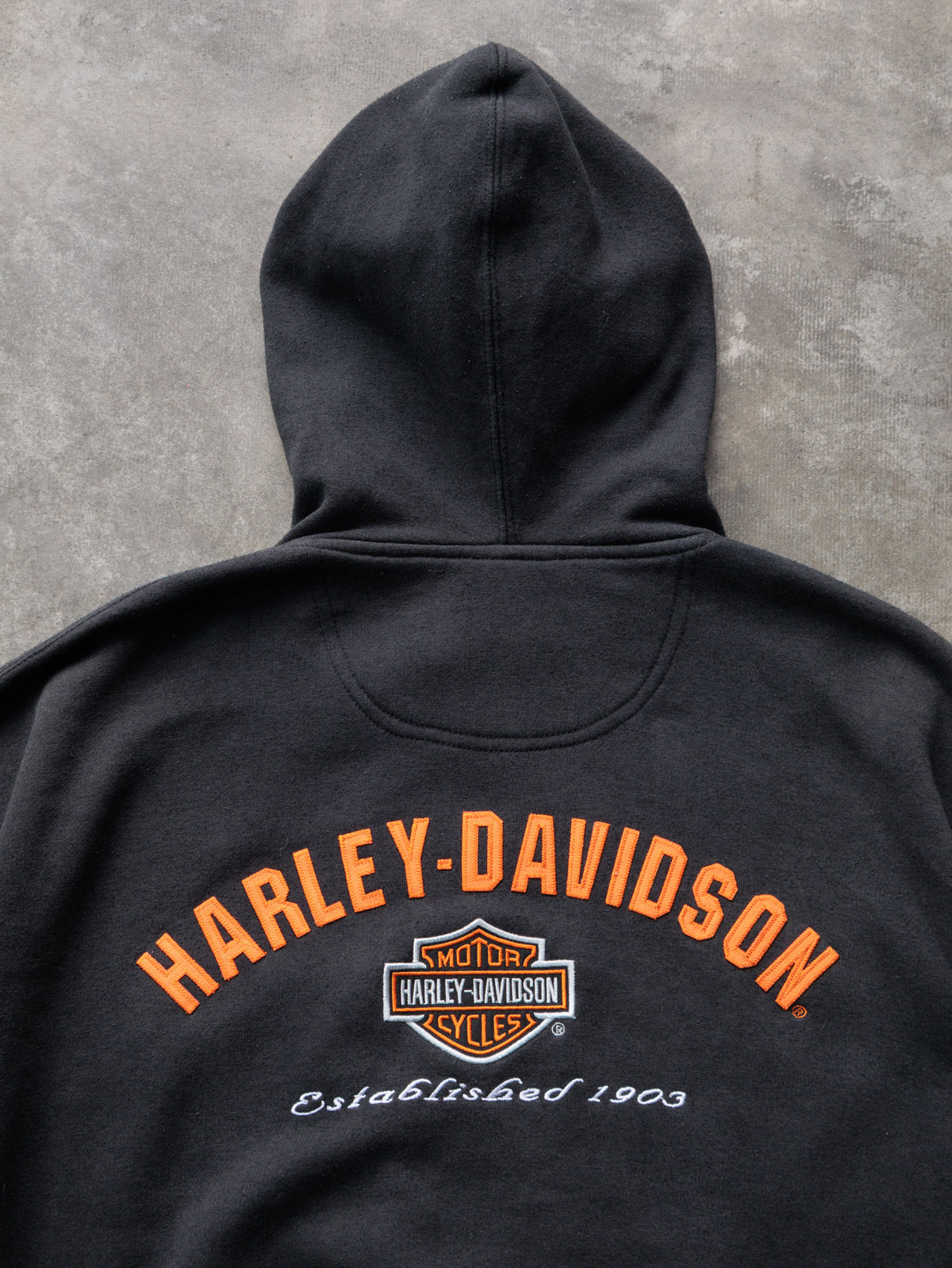 Vintage Black Harley-Davidson Manchester New Hampshire Full Zip Hoodie (2XL)