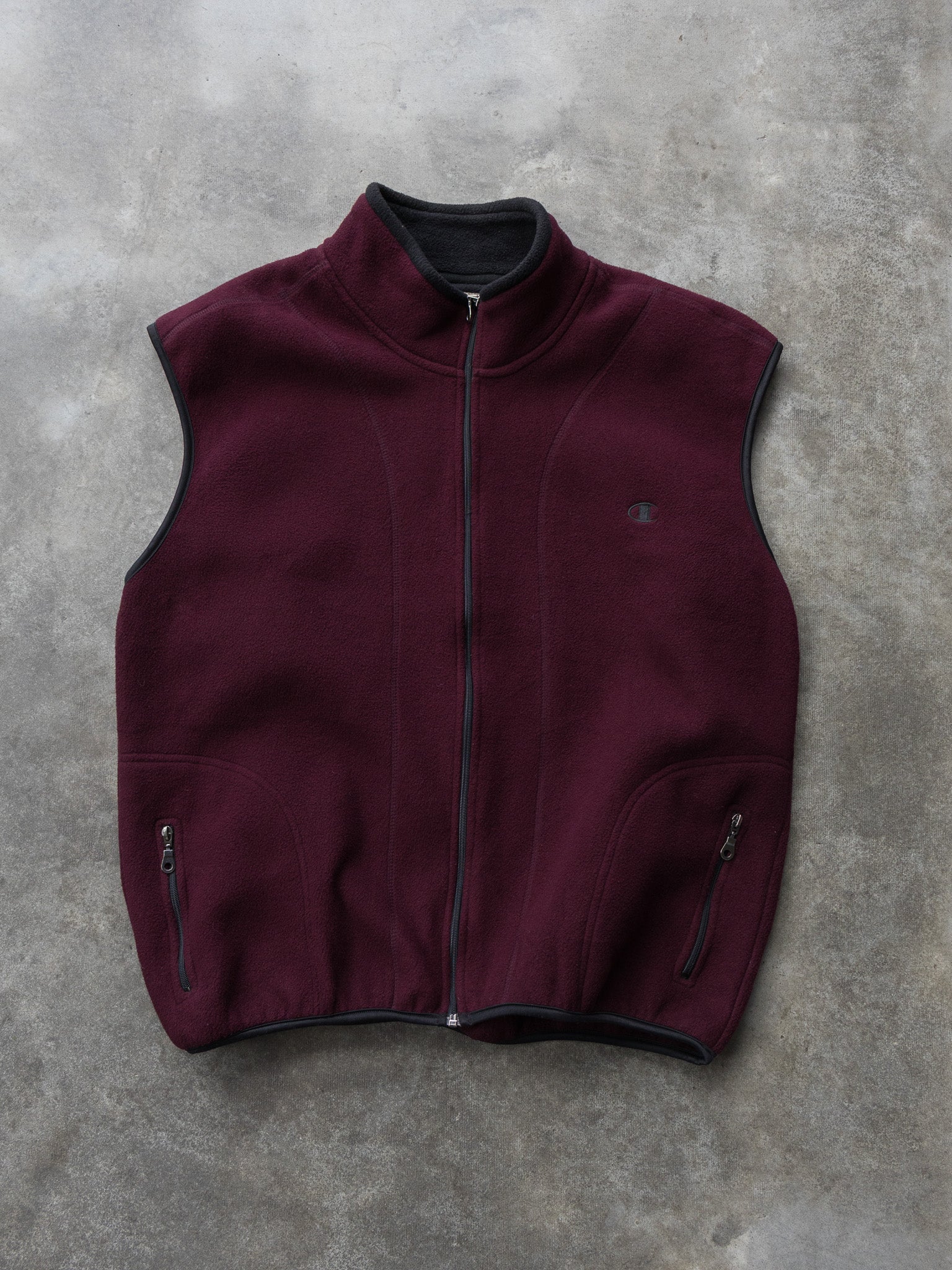 Vintage Burgundy Champion Fleece Vest (2XL)