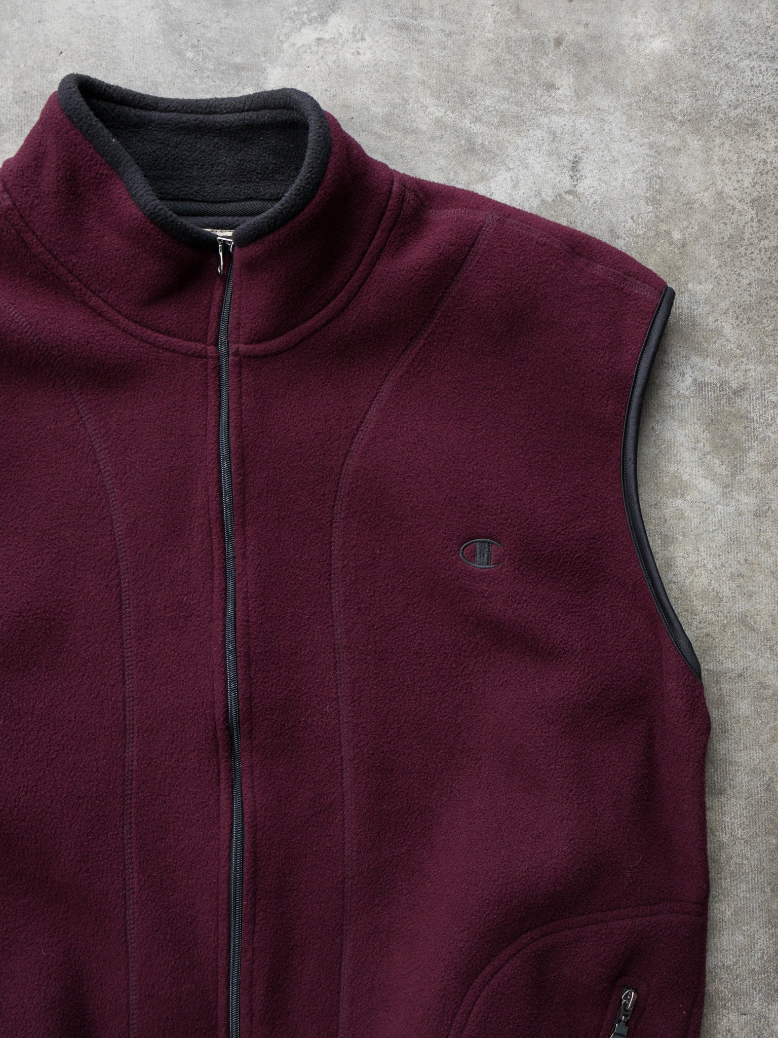 Vintage Burgundy Champion Fleece Vest (2XL)