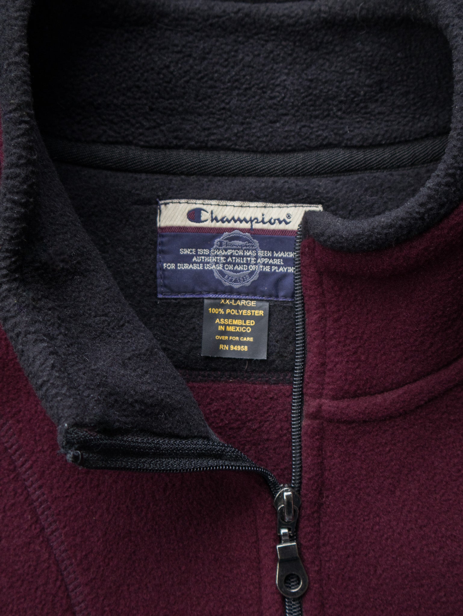 Vintage Burgundy Champion Fleece Vest (2XL)