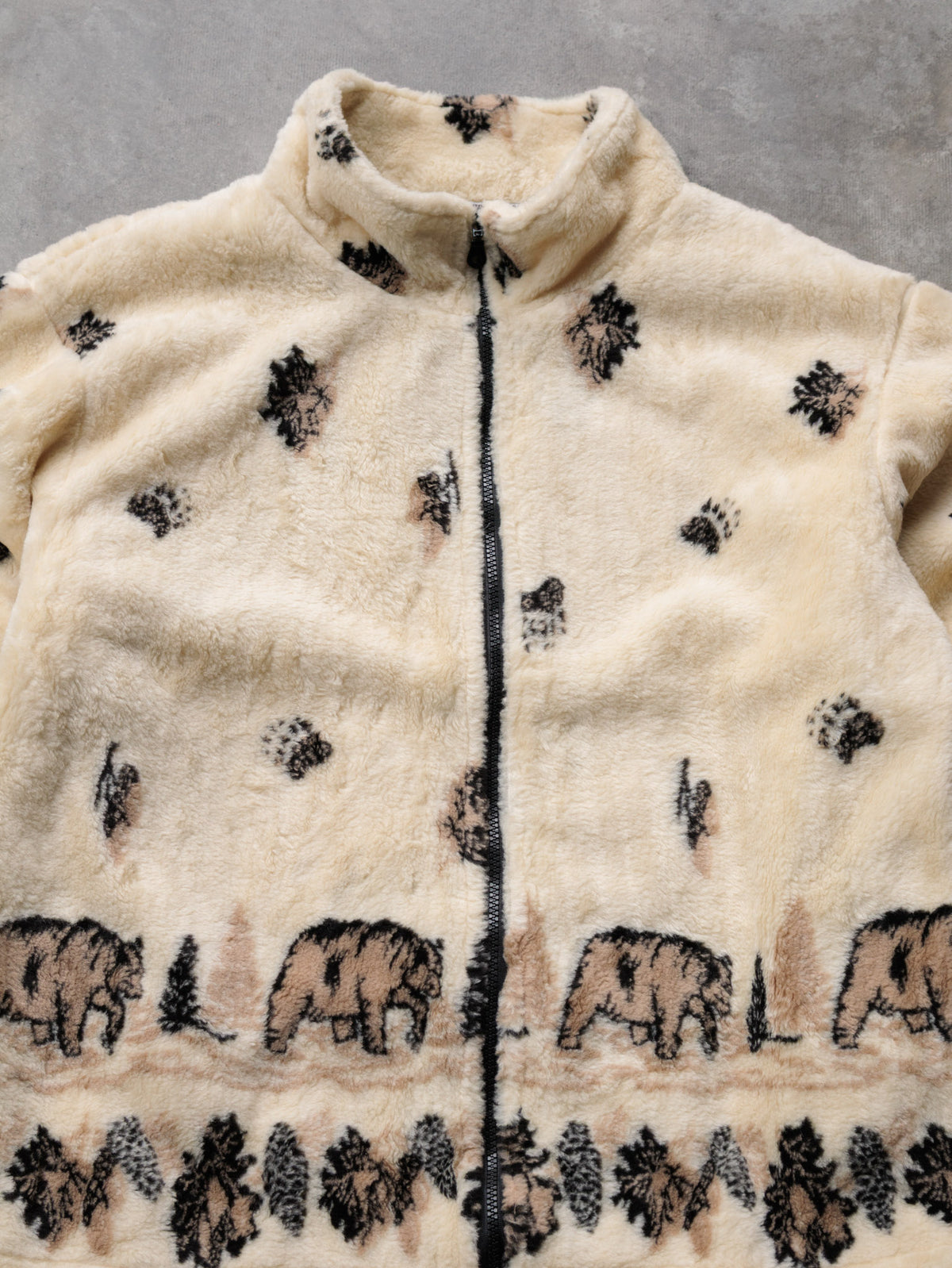 Vintage 00s Beige Bear Fleece Jacket (L)