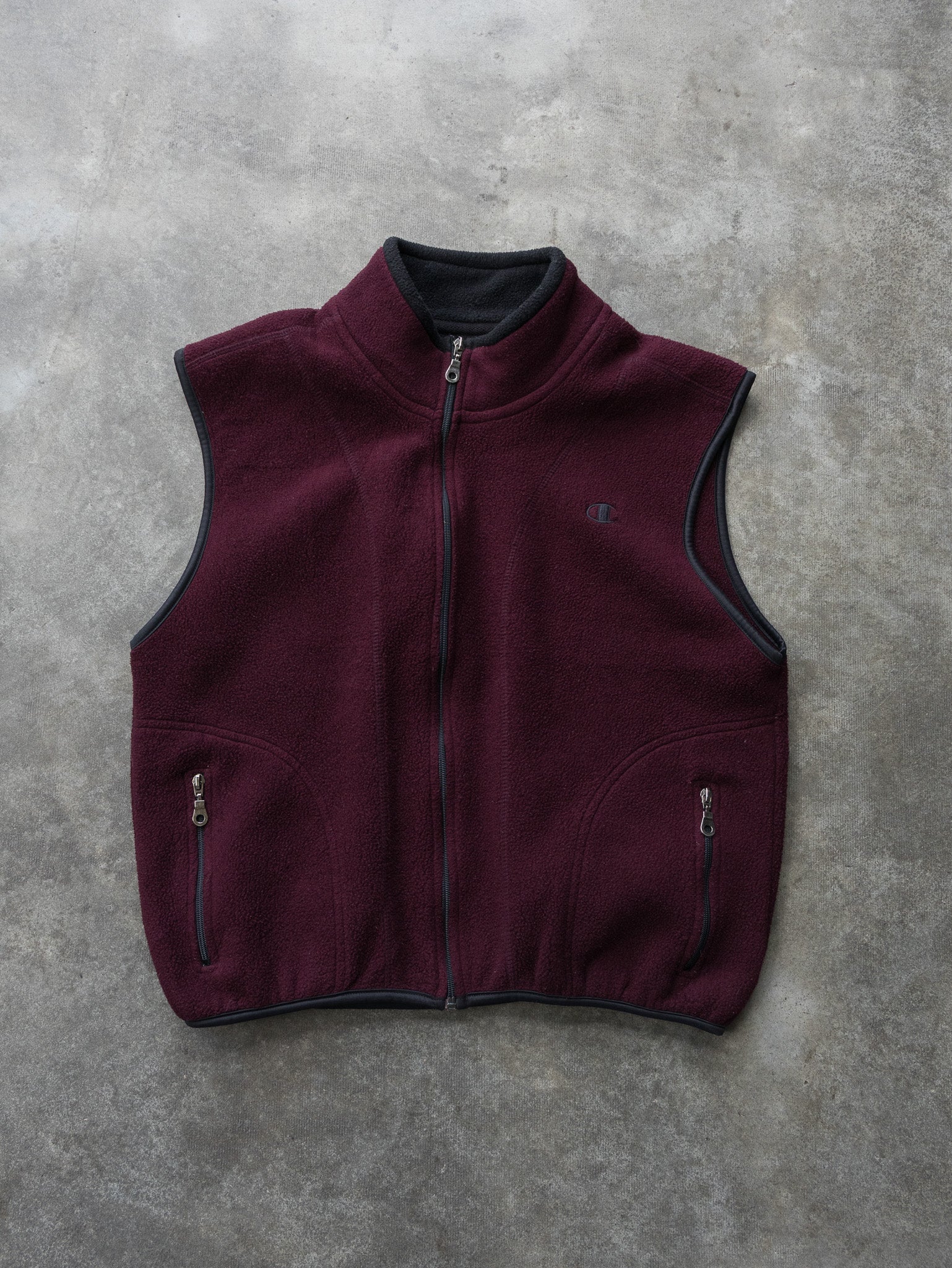 Vintage Burgundy Champion Fleece Vest (S)
