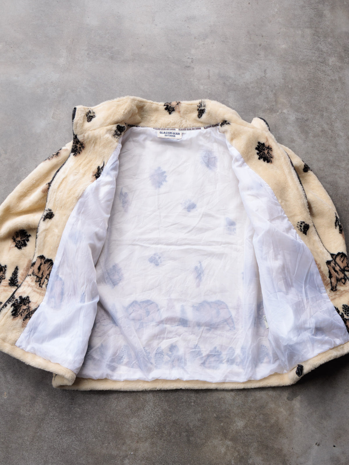 Vintage 00s Beige Bear Fleece Jacket (L)