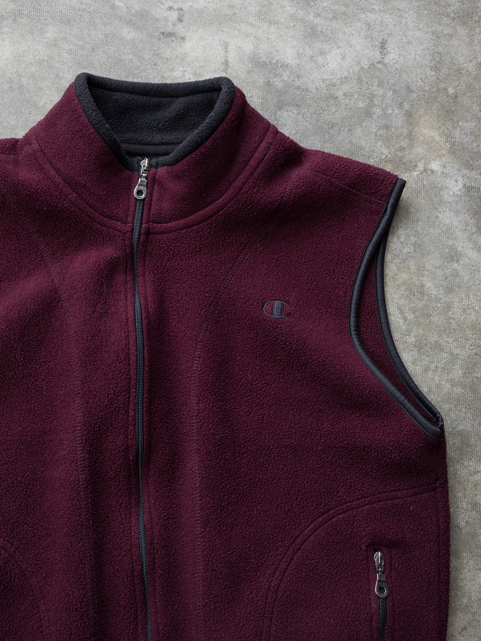 Vintage Burgundy Champion Fleece Vest (S)