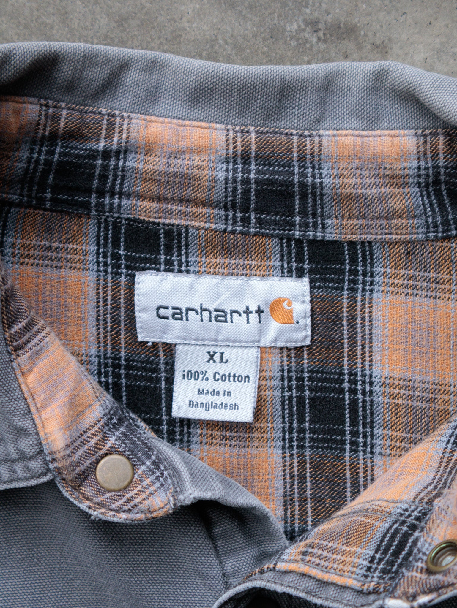 Vintage Grey Carhartt Flannel Lined Shirt Jacket (XL)