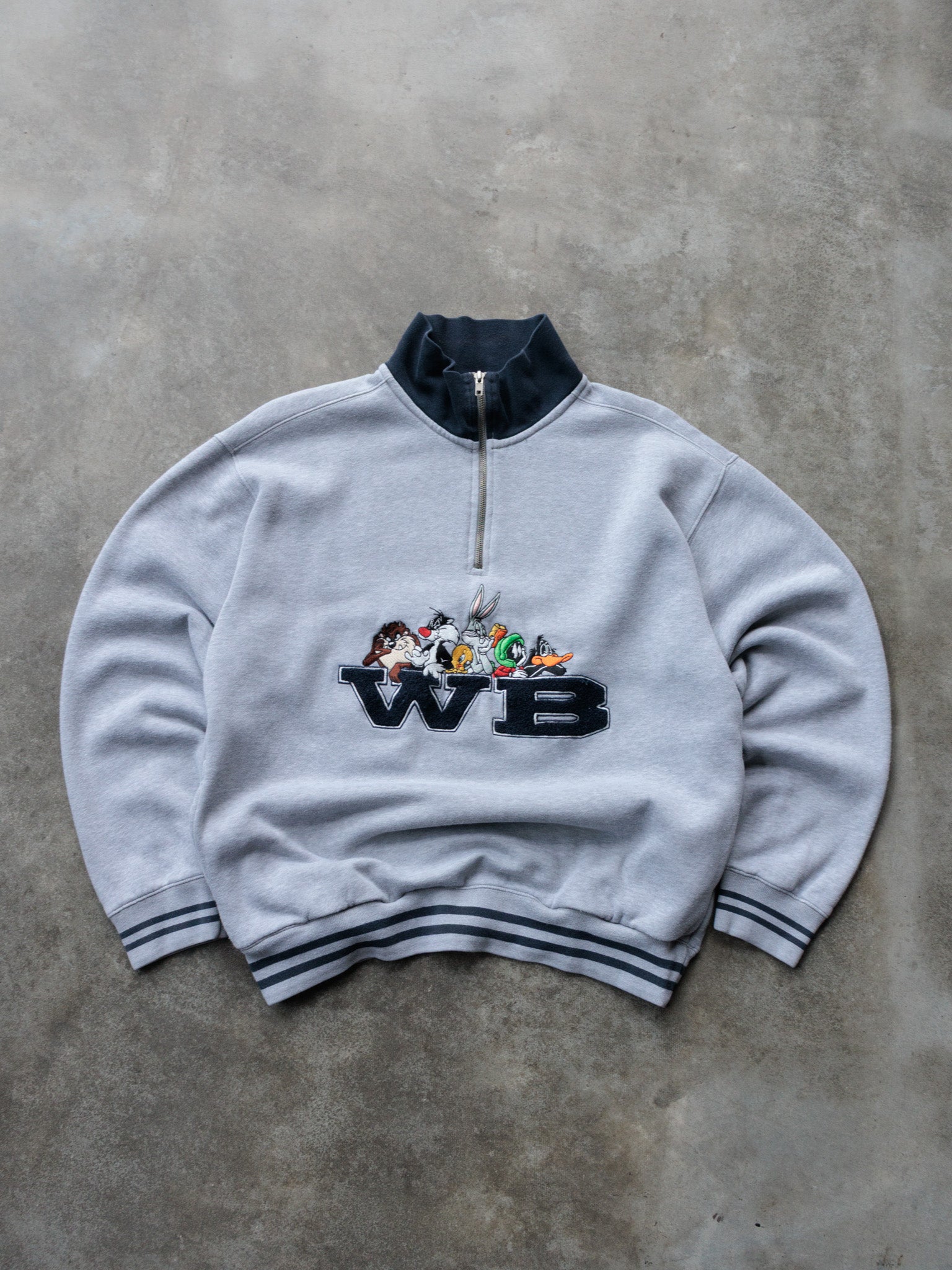 Vintage 90s Warner Bros Looney Tunes Quarter Zip Sweatshirt (M)