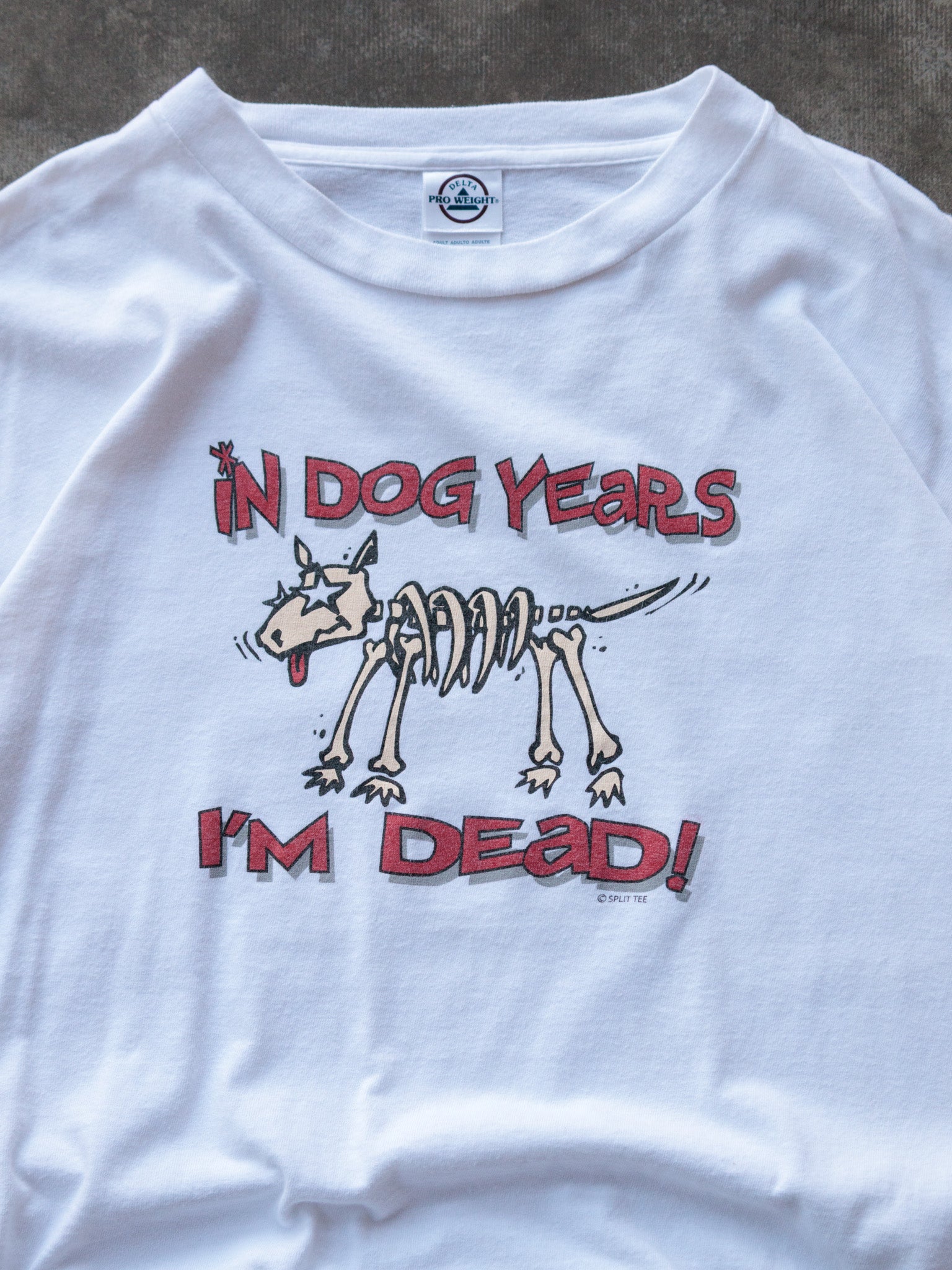 Vintage White In Dog Years I'm Dead Tee (XL)