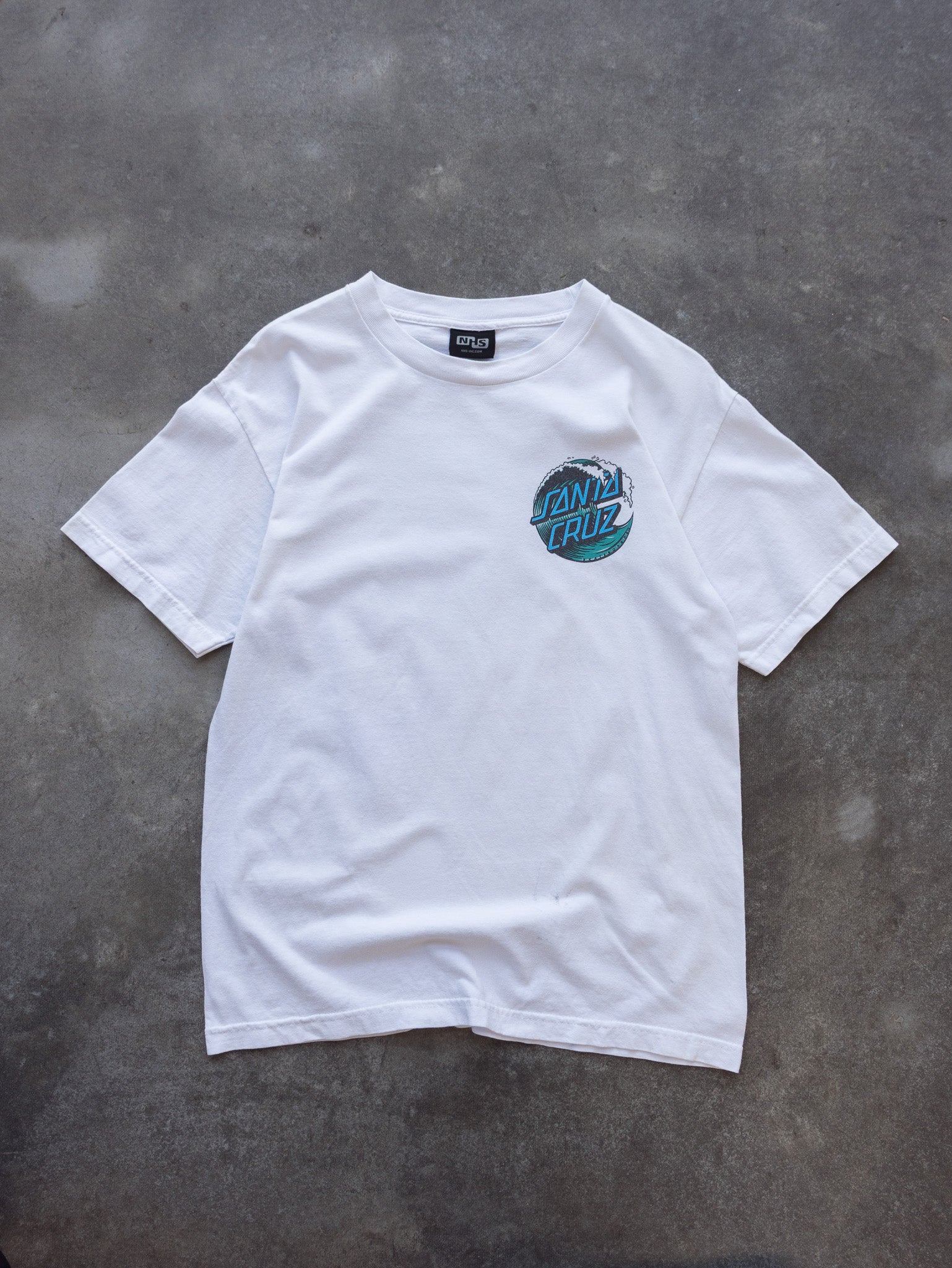Vintage White Santa Cruz Wave Logo Tee (S)