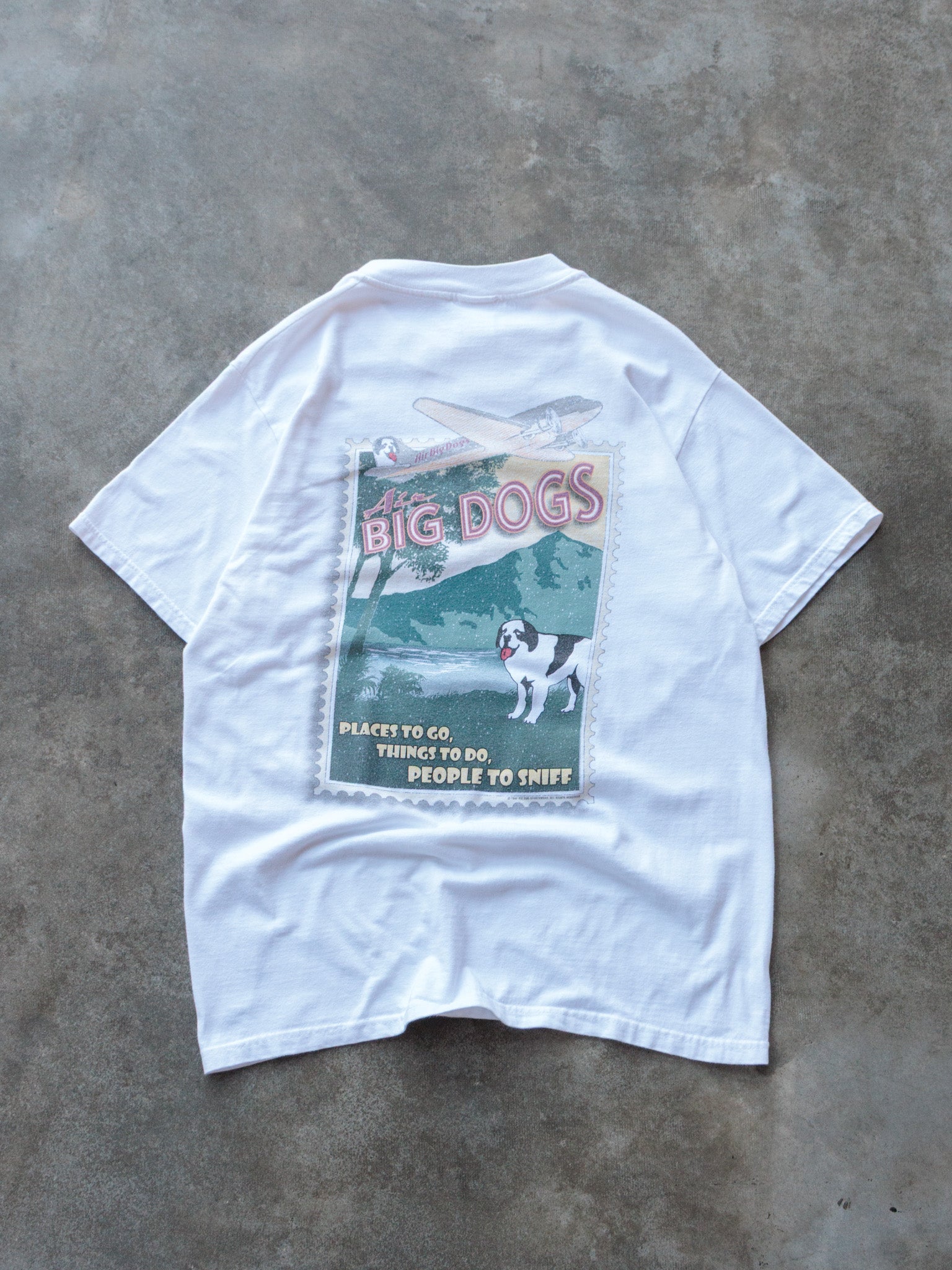 Vintage 1997 White Big Dogs Tee (S/M)
