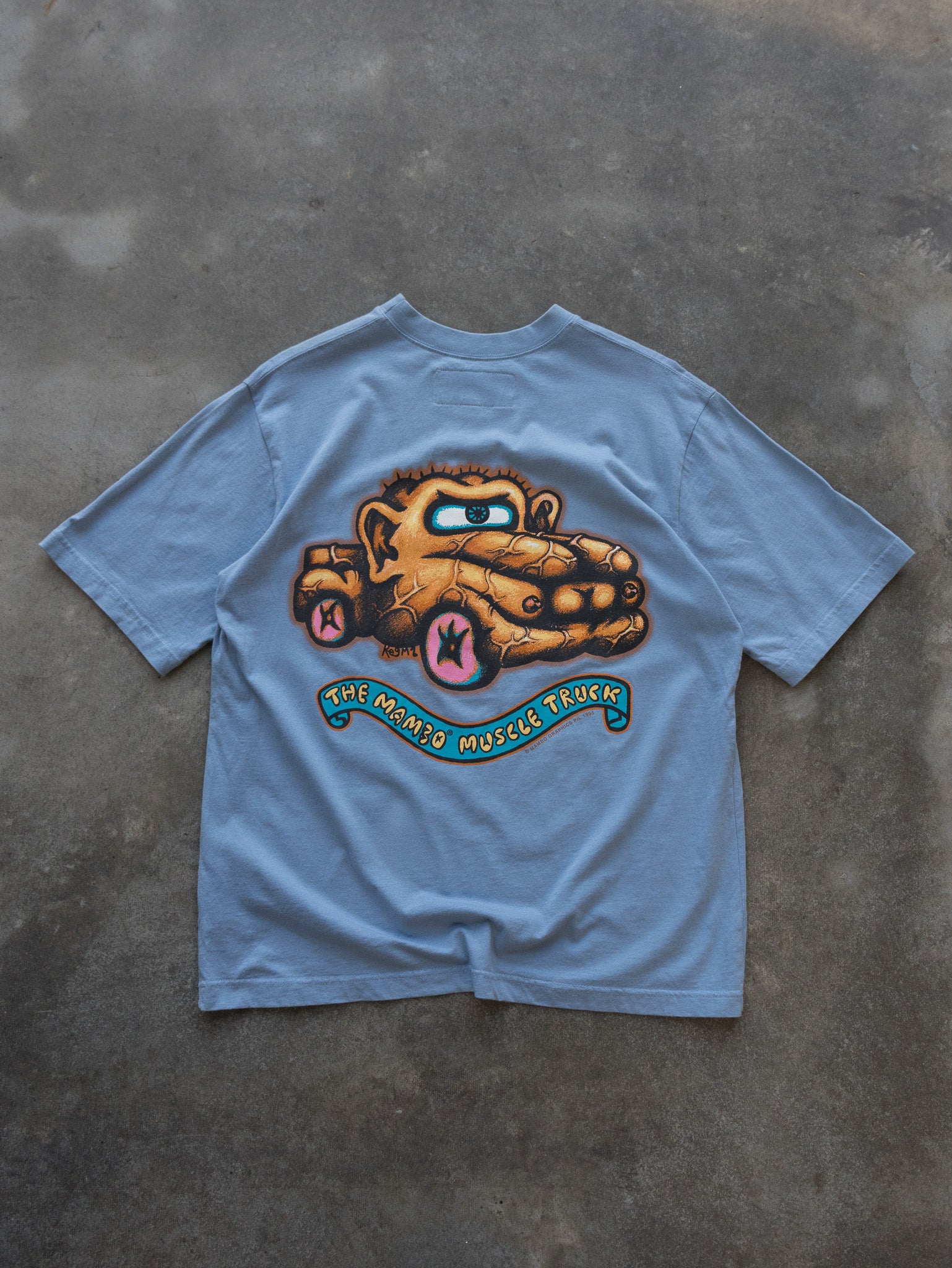 Vintage 1995 Blue Mambo Muscle Truck Graphic Tee (M)