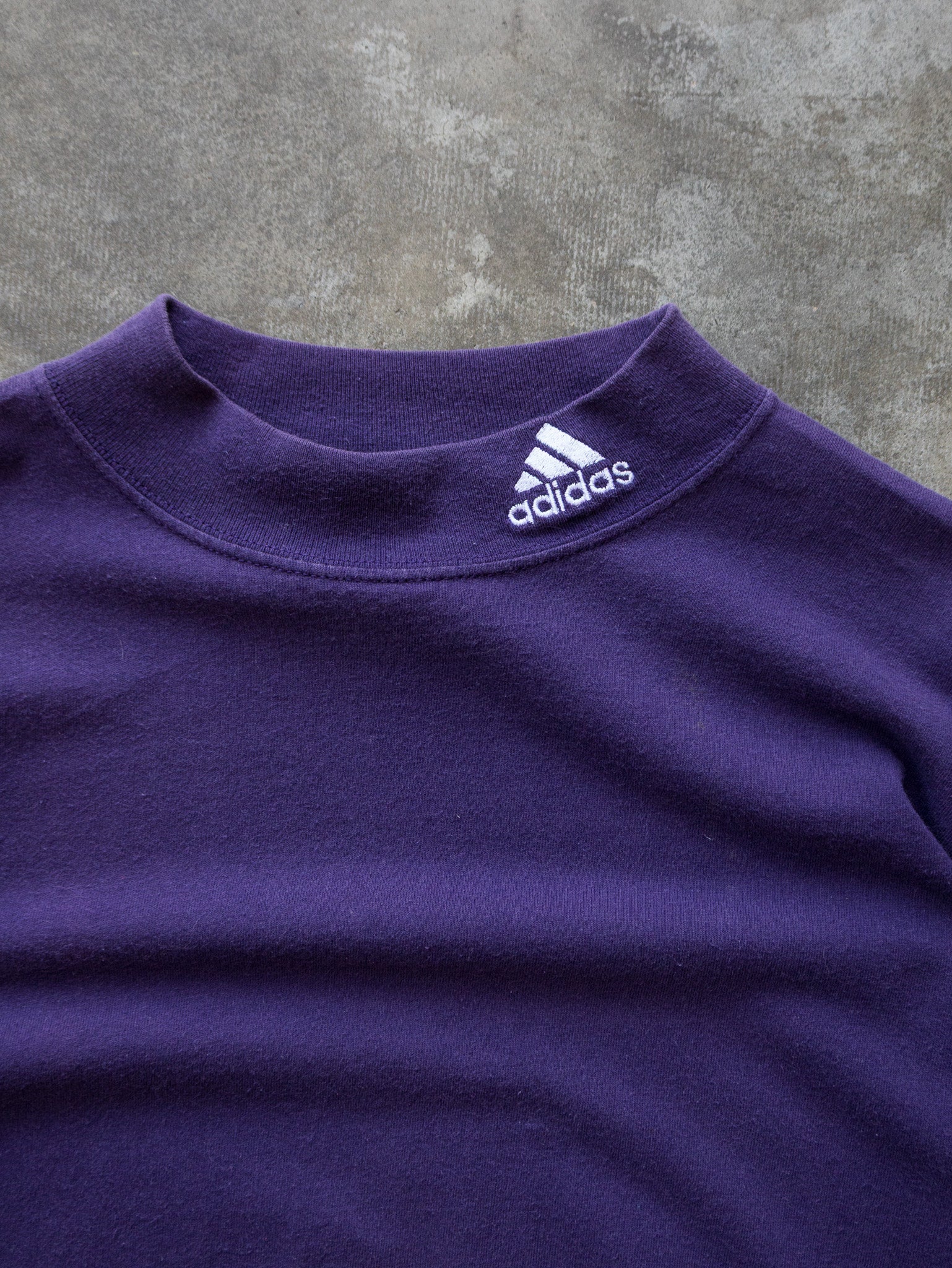 Vintage 90s Purple Adidas Mock Neck Tee (M)