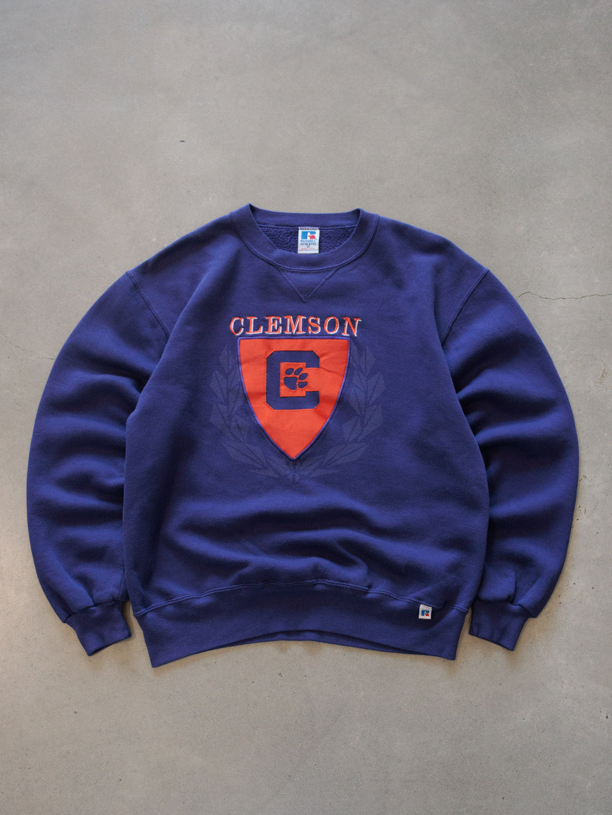 Vintage 90s Navy Russell Athletic Clemson Tigers Sweatshirt (M)