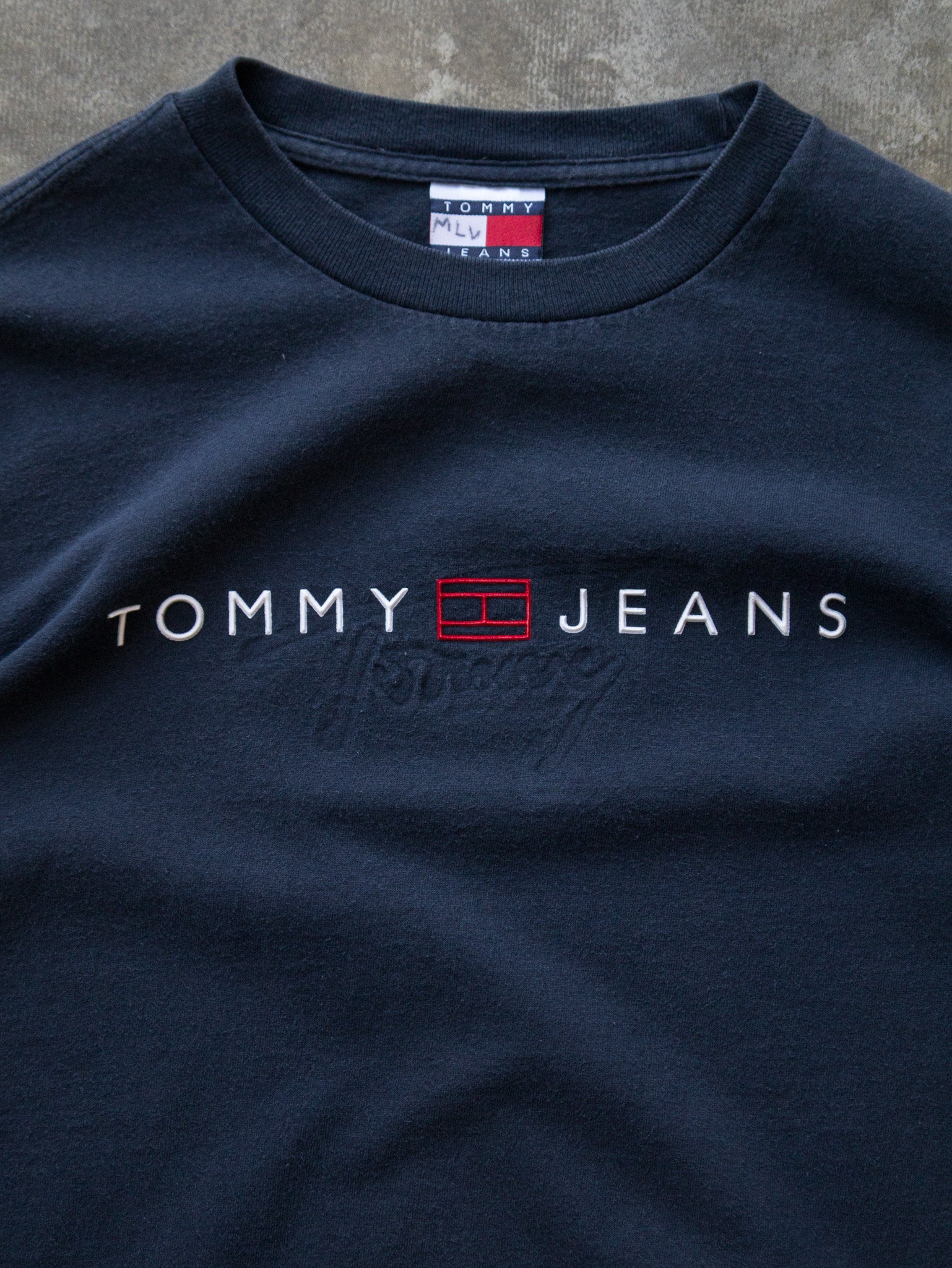 Vintage 00s Navy Tommy Jeans Embroidered Tee (M)