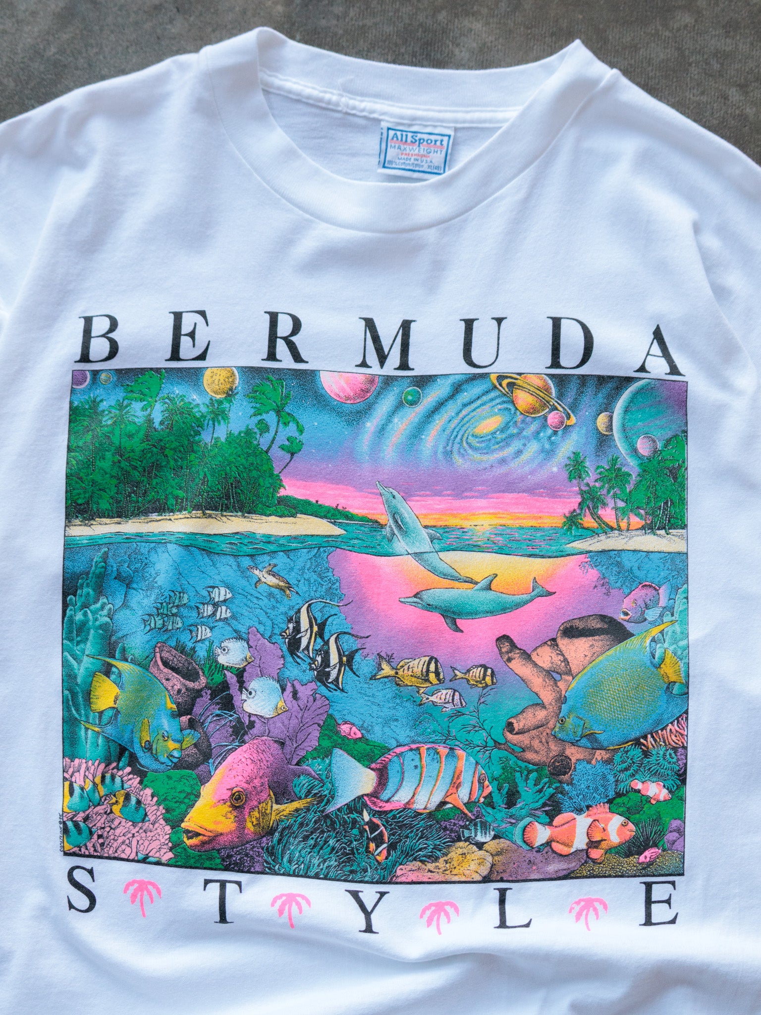 Vintage 90s White Bermuda Style Tee (XL)